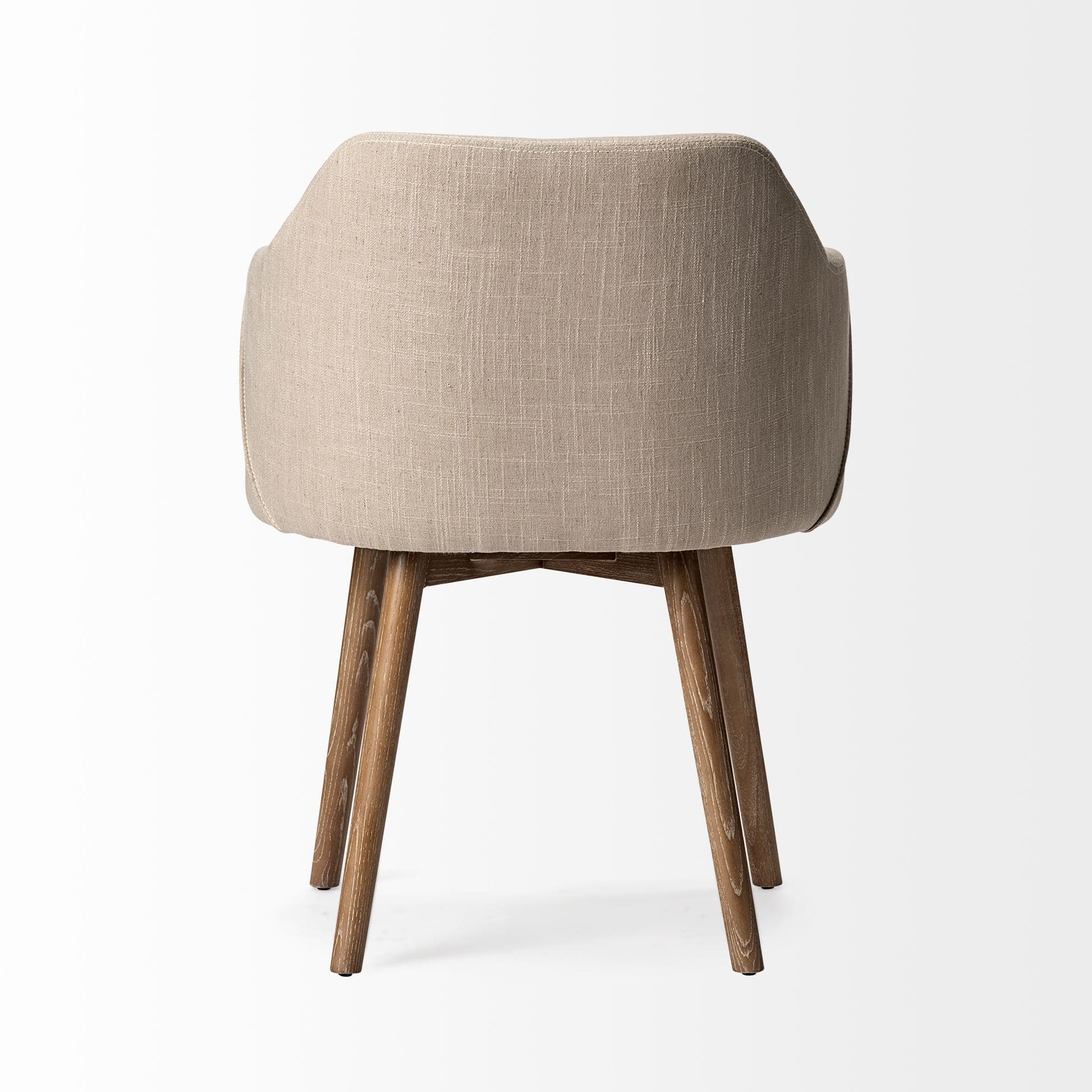 Ronald Curved Back Dining Side Chair | Cream Fabric w/ Brown Wood — product photograph