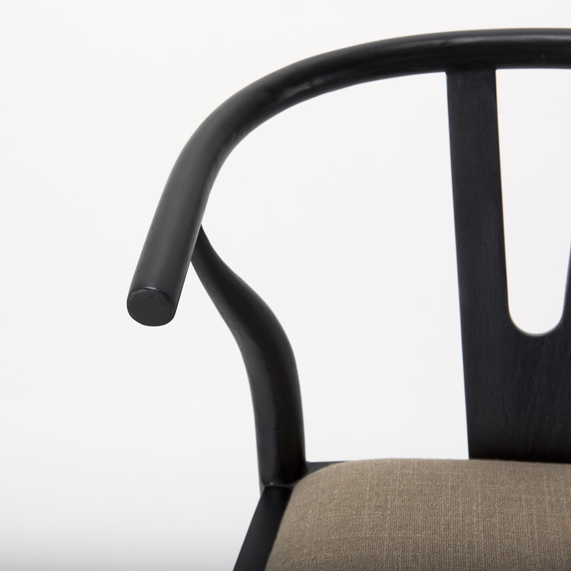 Trixie Backless 37.5in Seat Counter Stool | Beige Fabric w/ Black Wood — product photograph