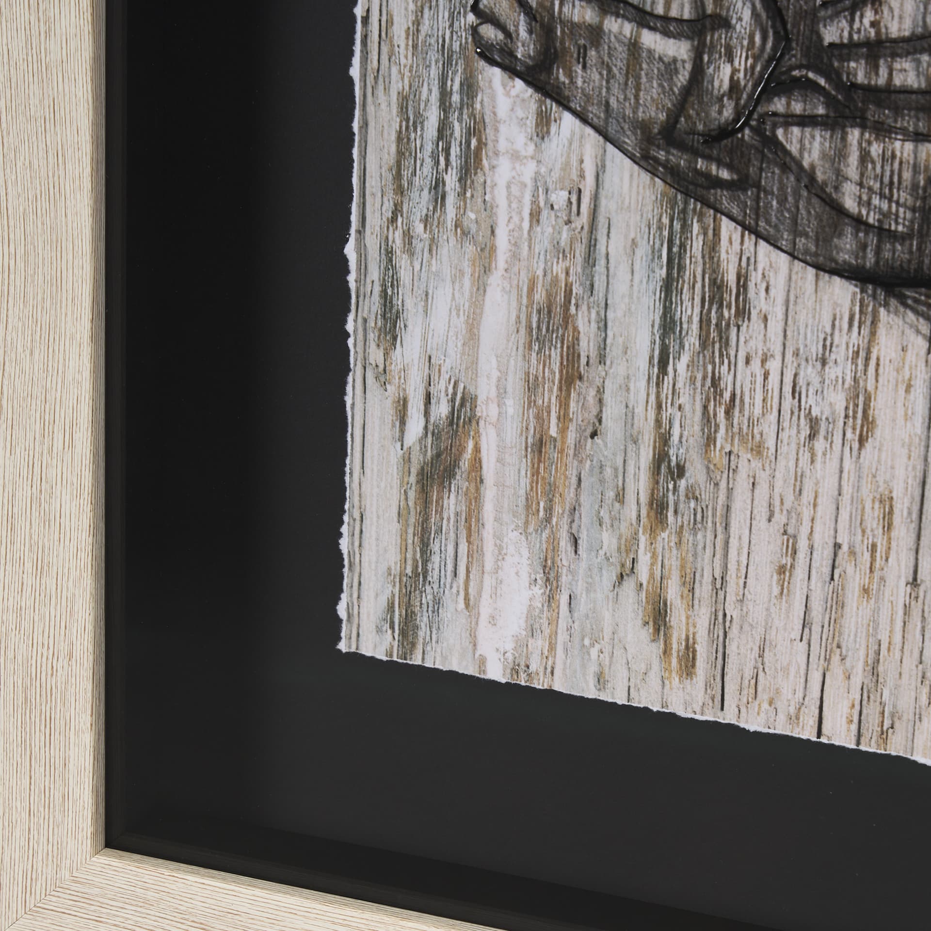 Wood Grain Fish I by Mercana Studio a Hand Embellished Textured Framed Art Print Matted under Glass — product photograph