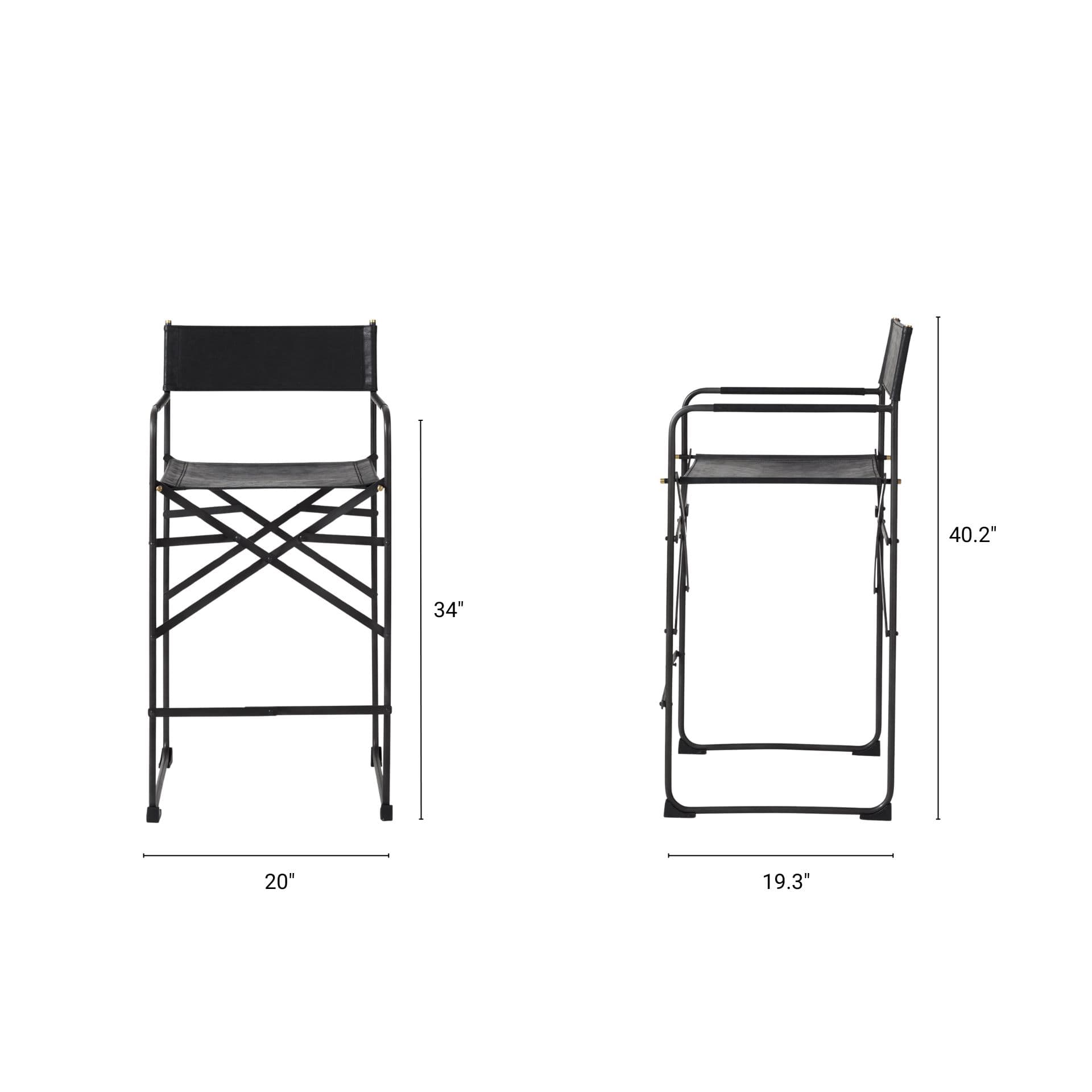 Direttore Backless 40.2in Seat Bar Stool | Black Leather w/ Black Iron — product photograph