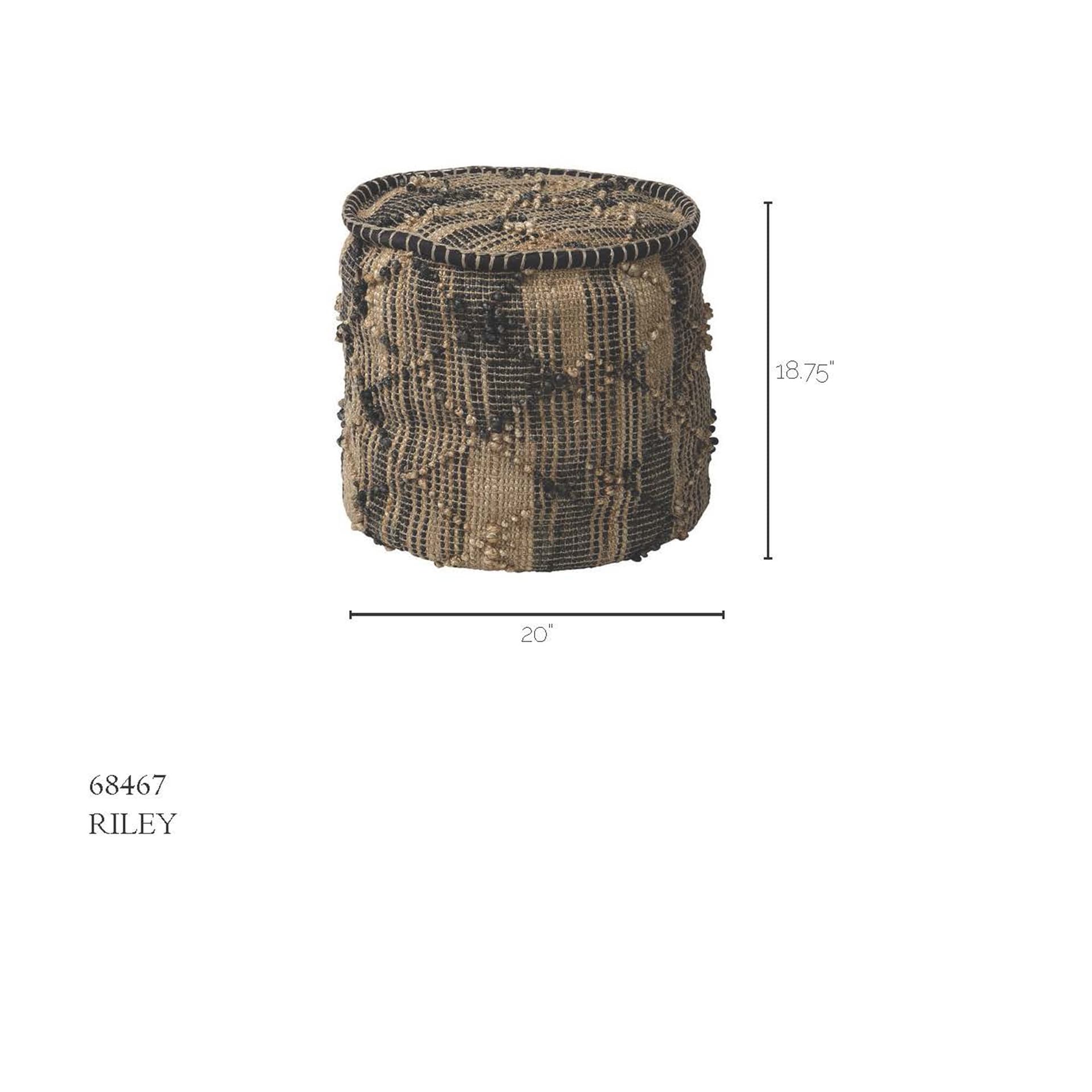 Riley Tan Jute Popcorn Stich Cylindrical Pouf — product photograph