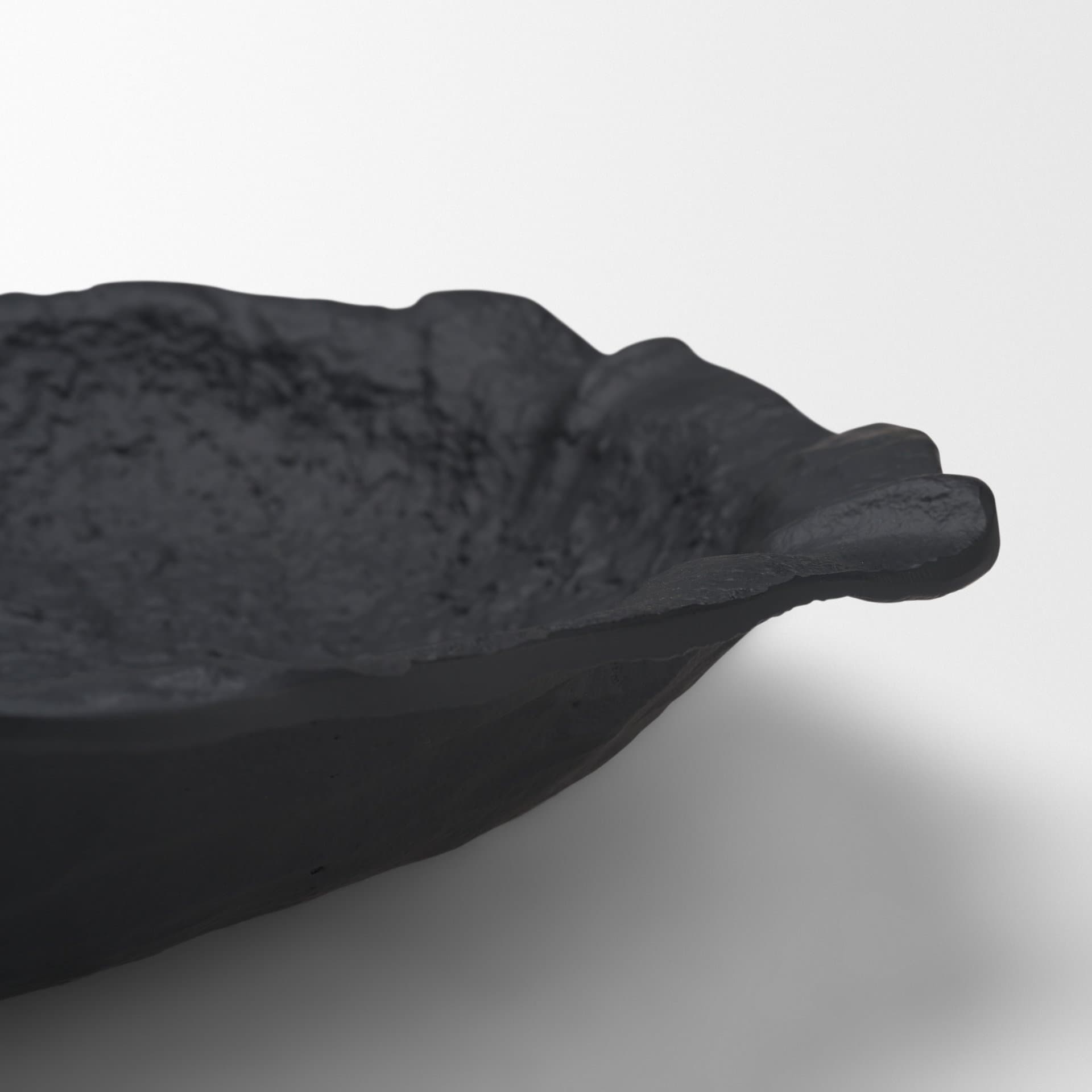 Verdant Large Matte Black Metal Decorative Centerpiece Bowl — product photograph