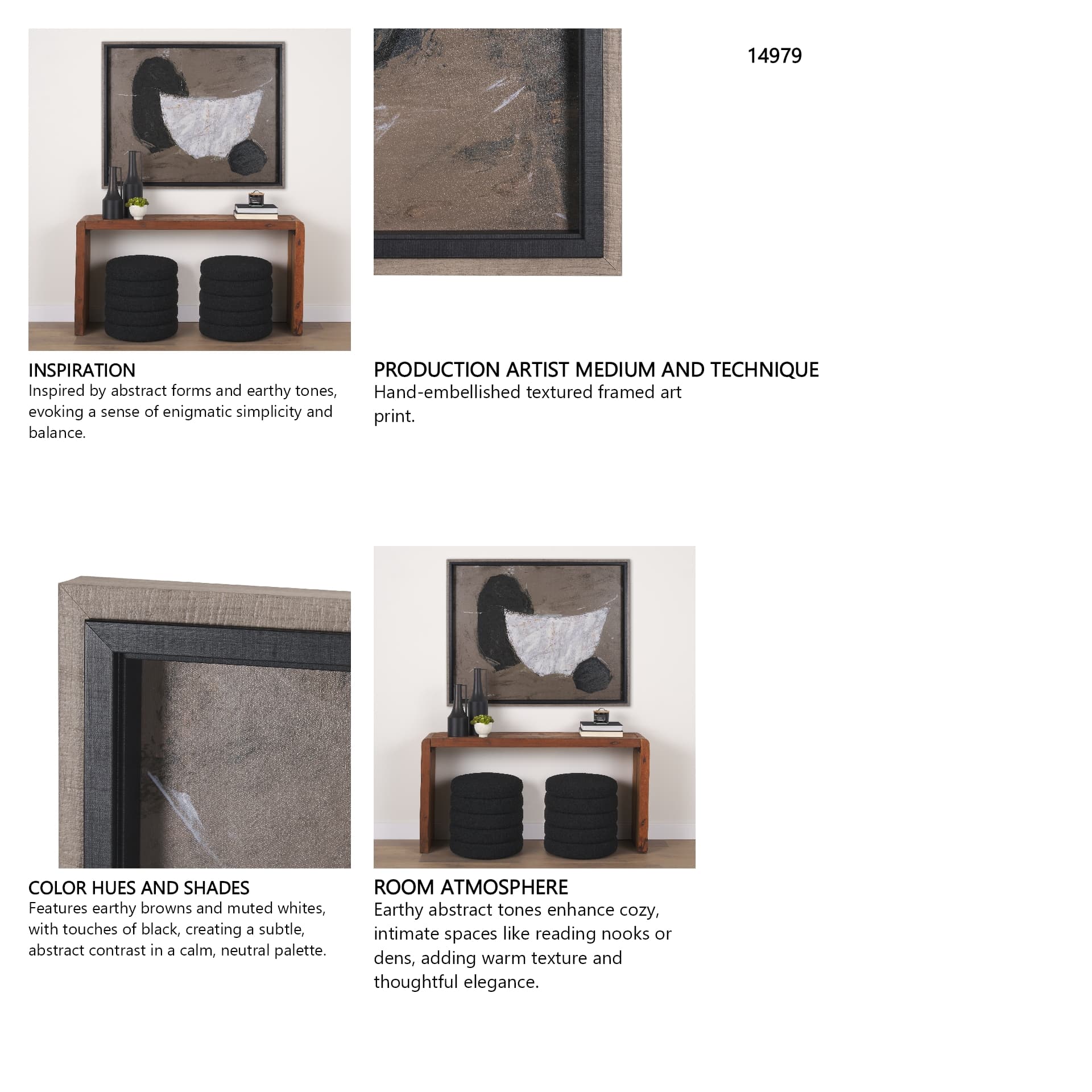 Shaped & Balance II by Mercana Studio a Hand Embellished Textured Framed Art Print — in a styled room