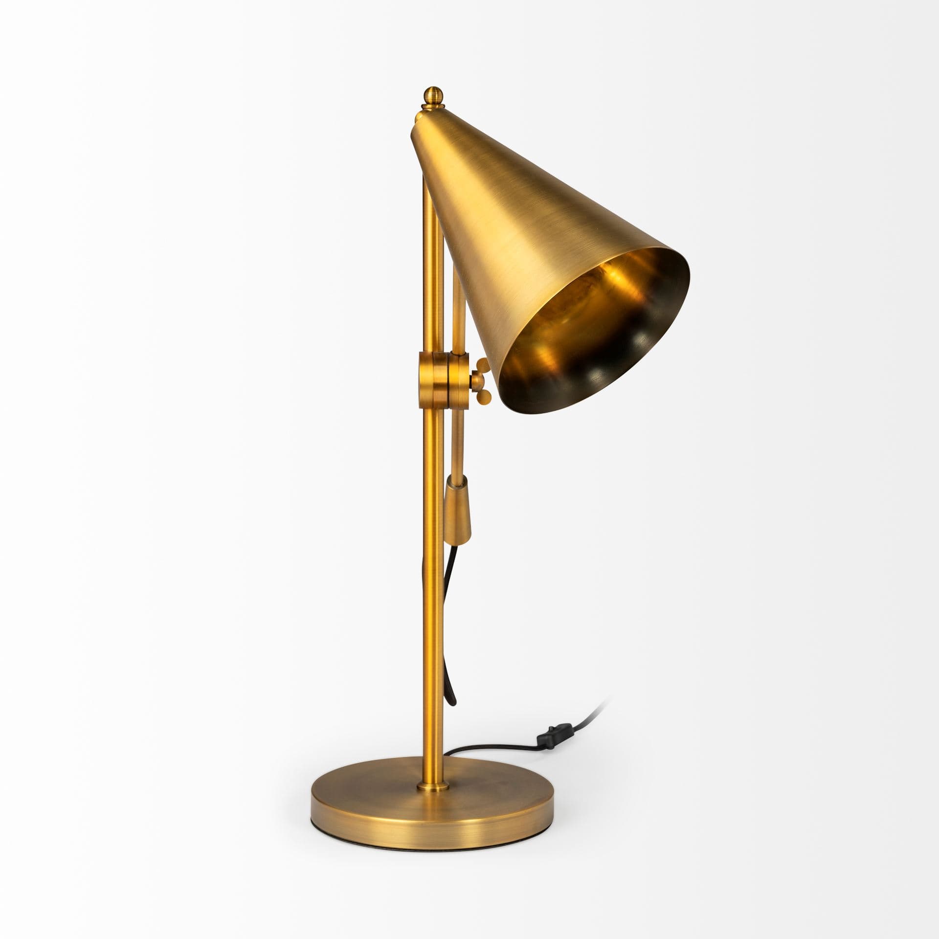 Fragon I (26"H) Gold-Tone Metal Adjustable Cone Shade Table Lamp — product photograph