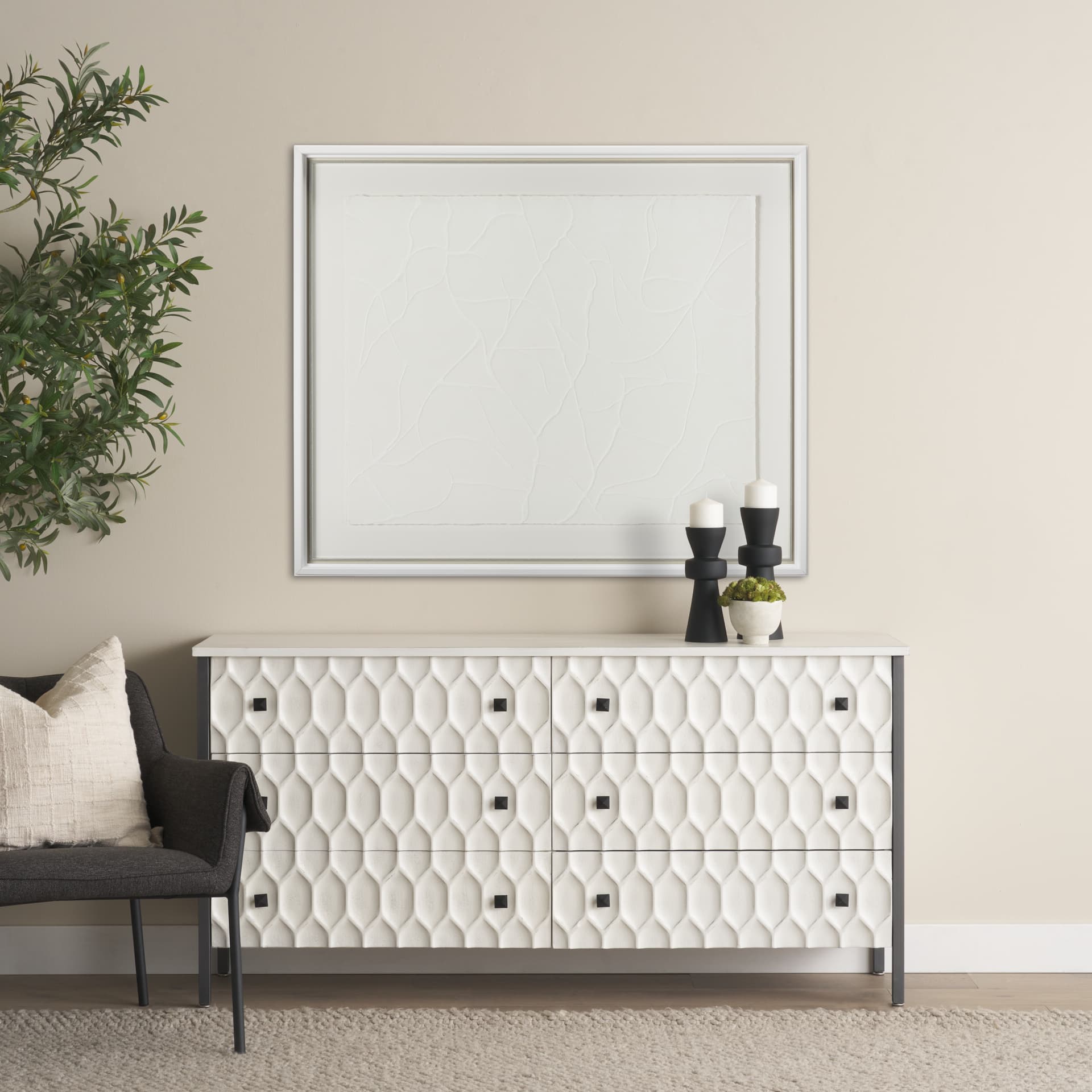 Snow Trails by Mercana Studio a Framed Art Print Matted under Glass — in a styled room