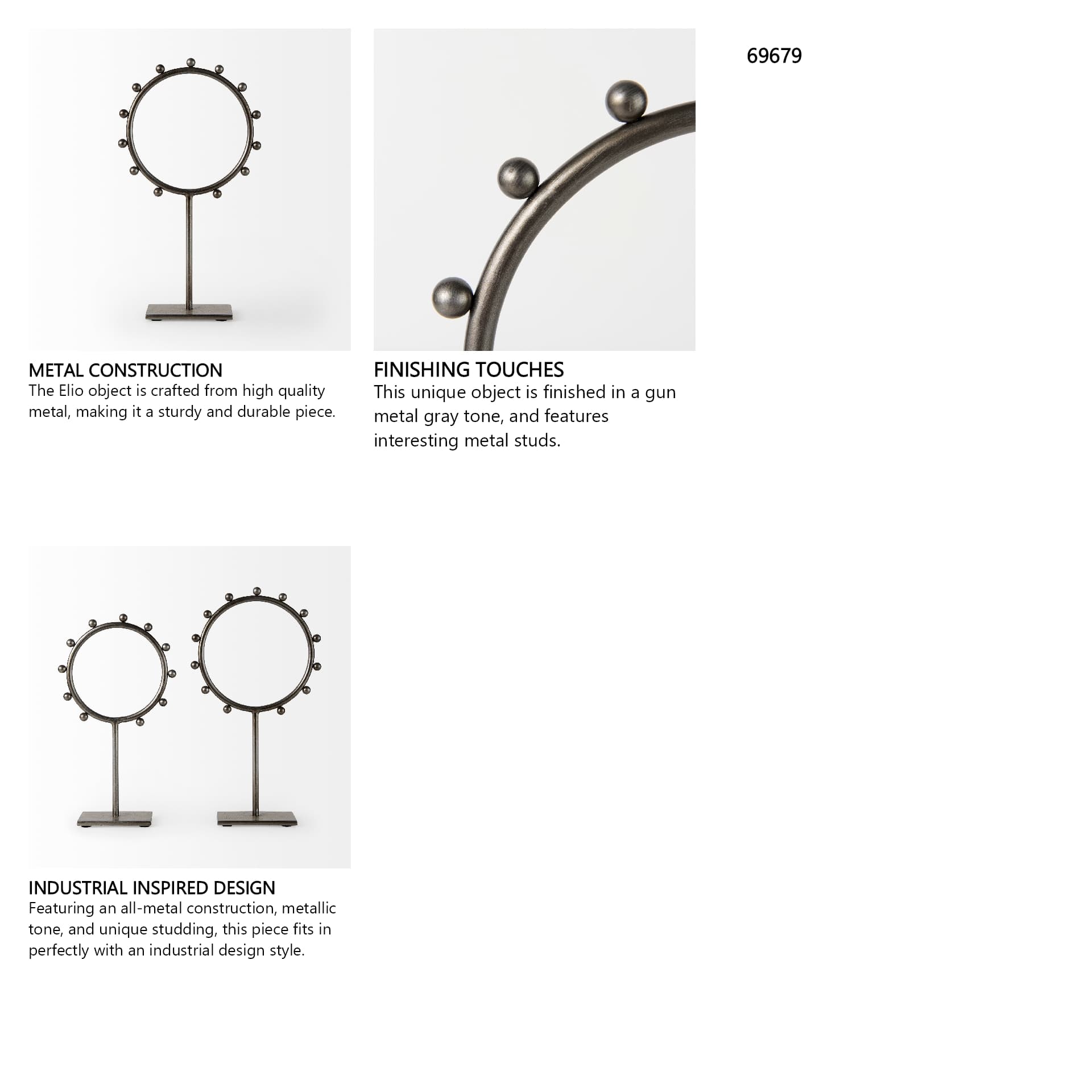 Elio 8.3L x 3.0W x 15.0H Large Studded Hoop Object — in a styled room