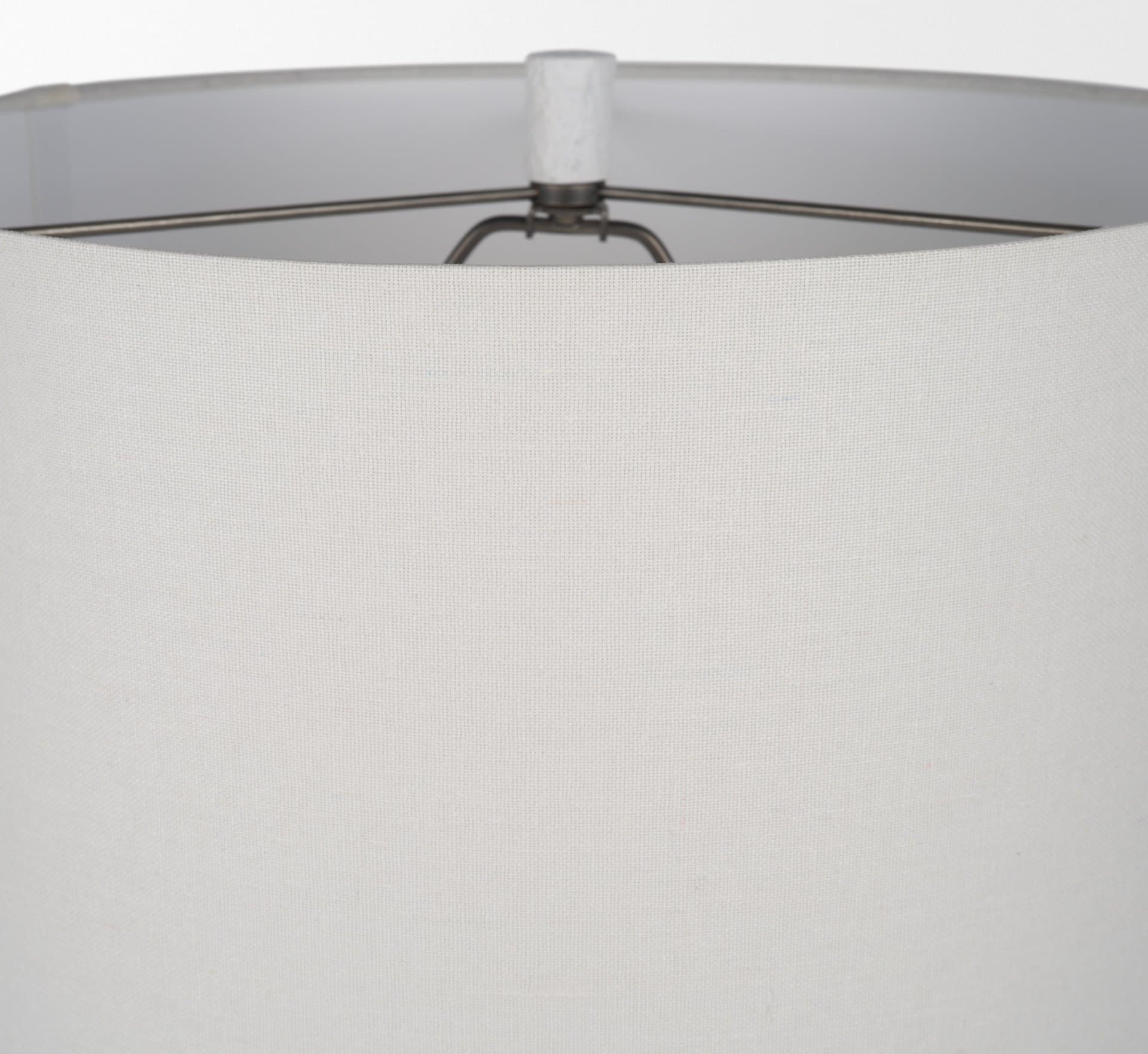 Everly 15.0L x 15.0W x 27.5H White Cement W/Beige Shade Table Lamp — product photograph