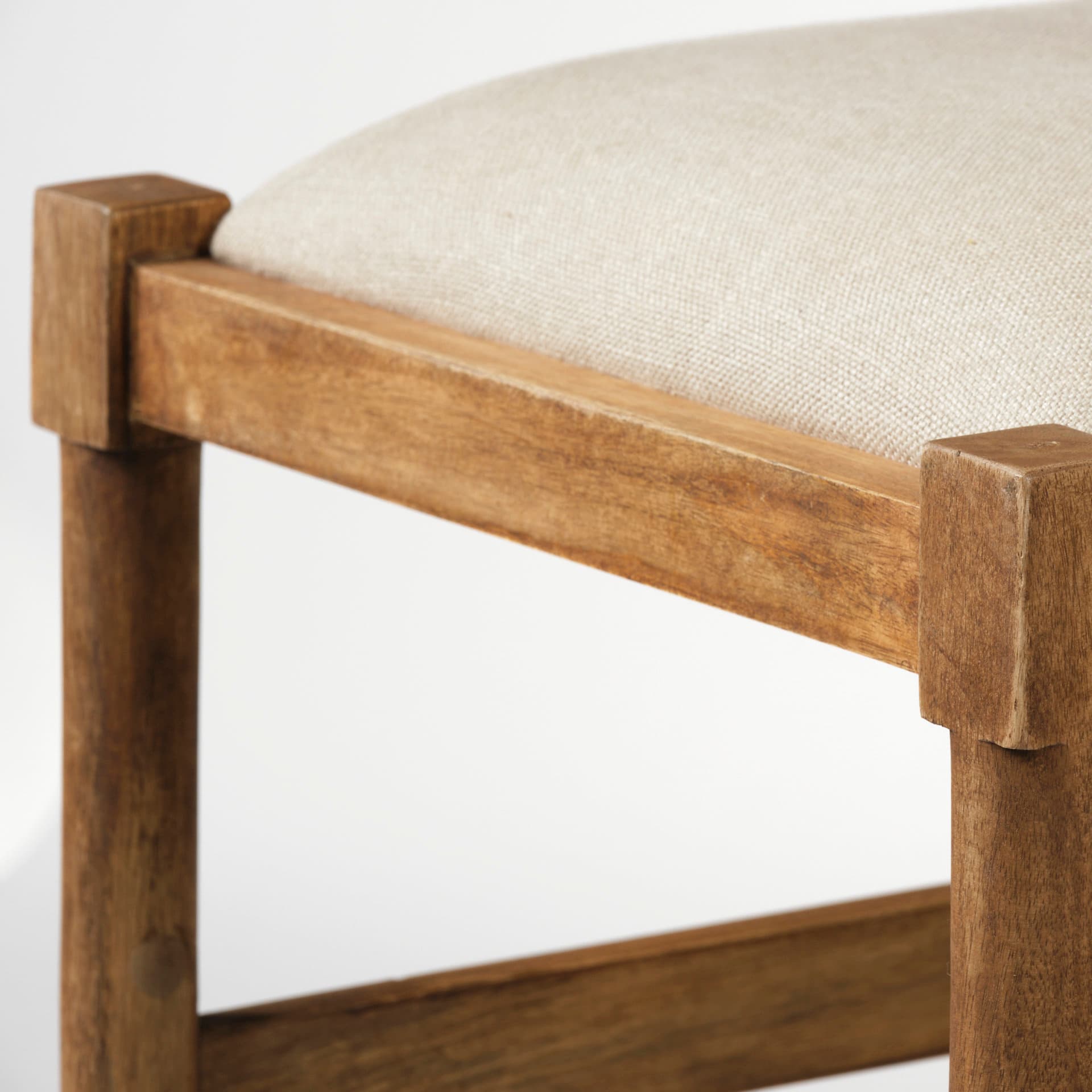 Trixie Backless 37in Seat Counter Stool | Cream Fabric w/ Brown Wood — product photograph
