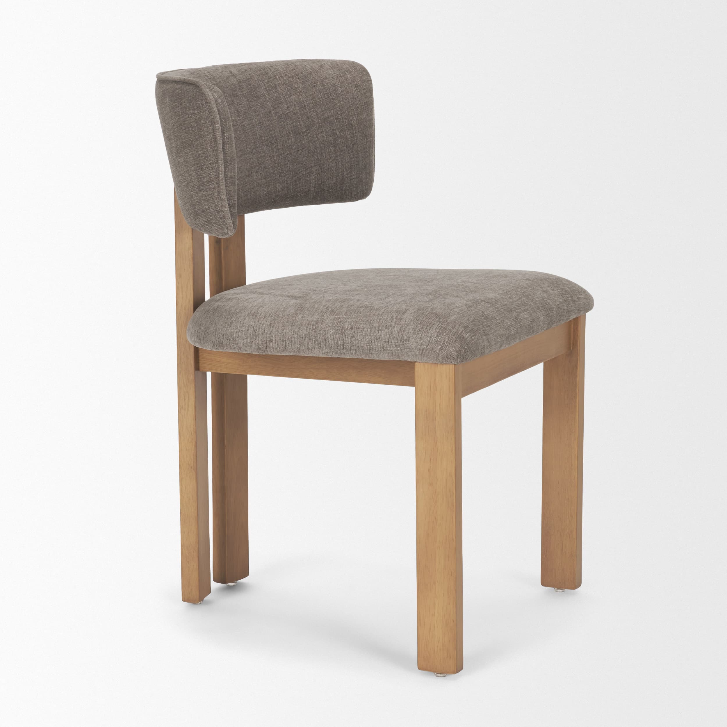 Soho Open Back Dining Side Chair | Gray Chenille w/ Brown Wood — product photograph