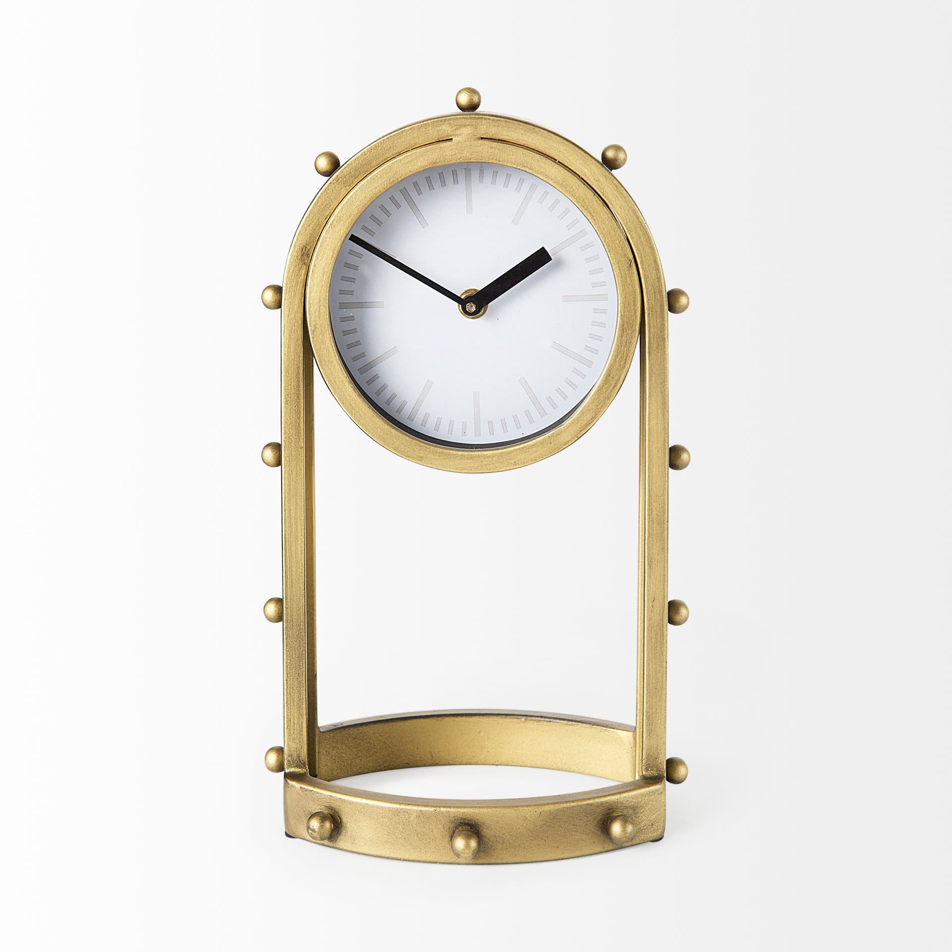 Marian 7.5L x 5.7W x 13.0H Gold Studded Table Clock — product photograph