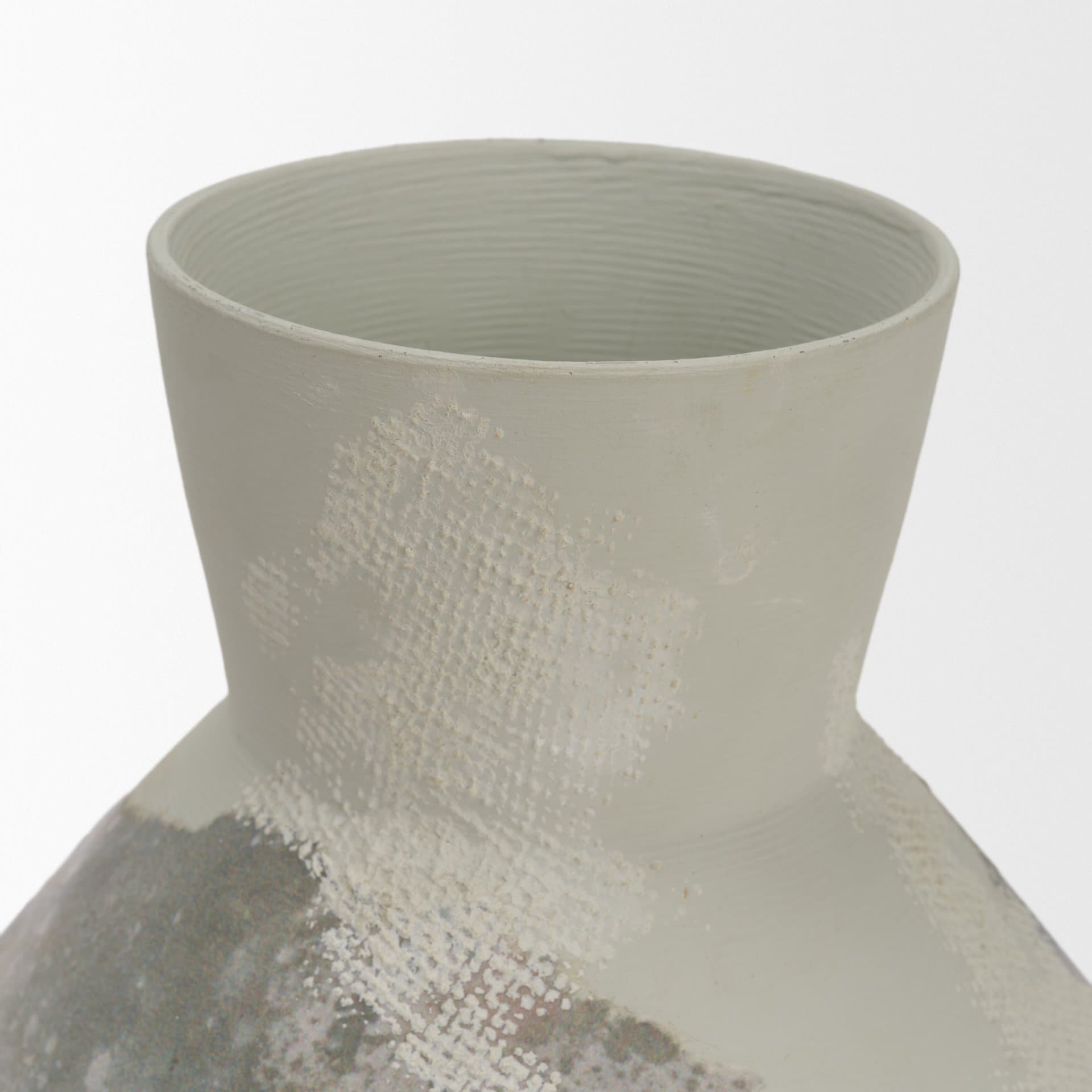 Velo 8.1H White w/Green Hand-Painted Terracotta Decorative Vase — product photograph