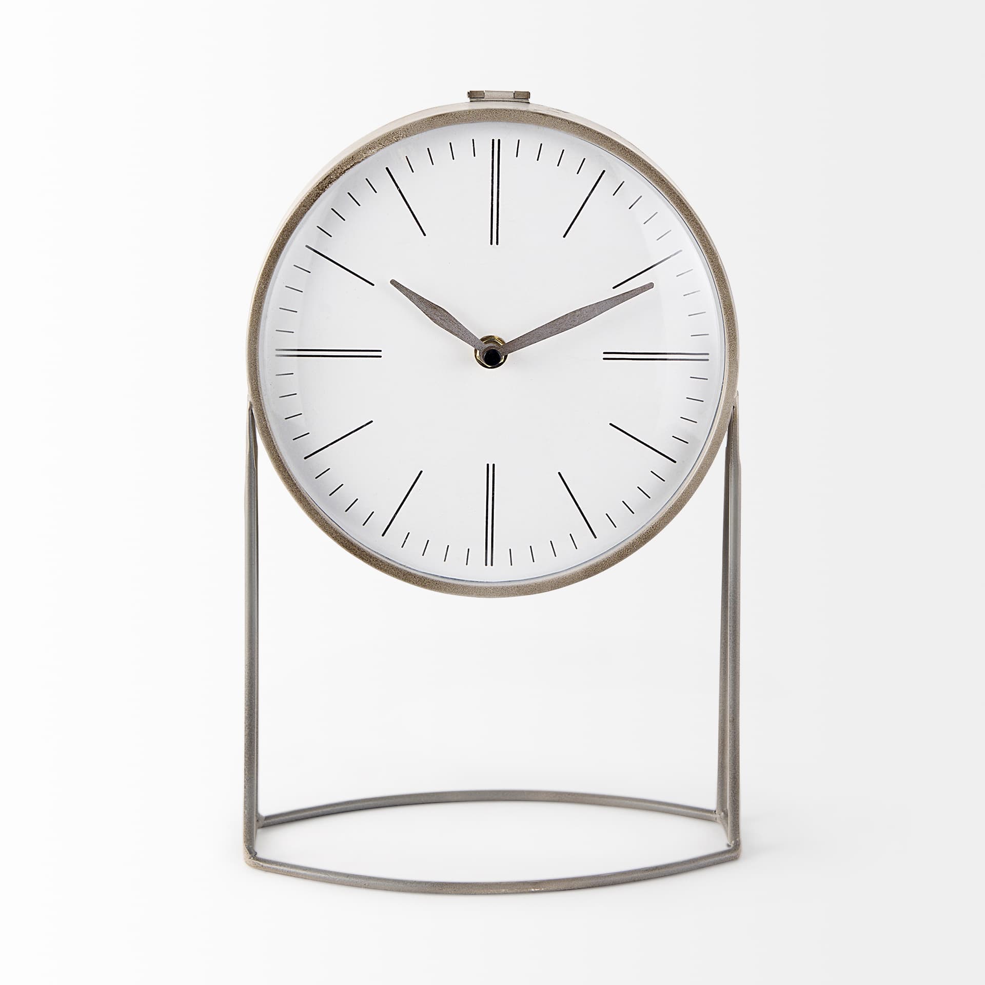 Aurus Matte Gray Metal Table Clock — product photograph