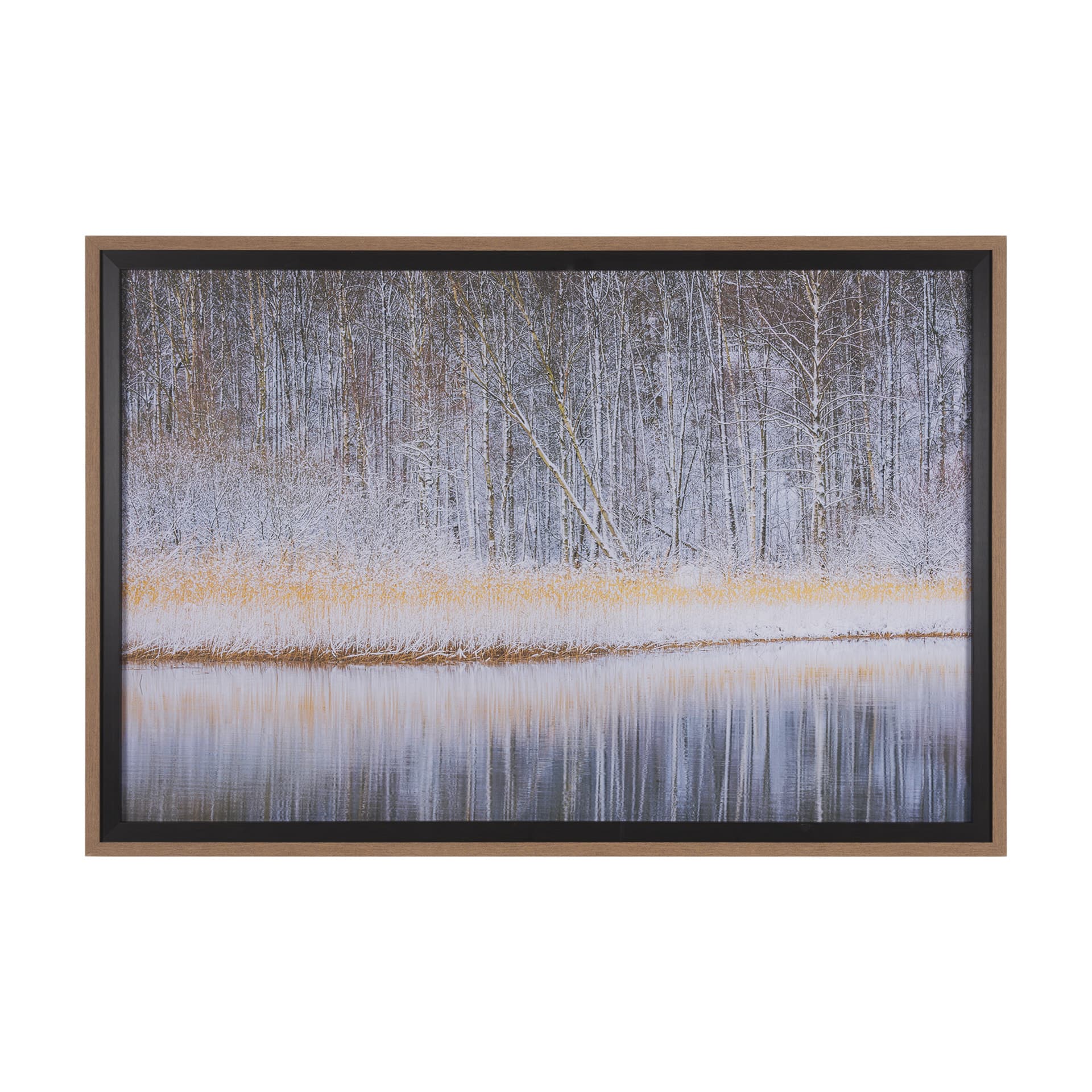 Riverside Reflection - Forest by Mikael Svensson a Framed Photo Art Print Matted under Glass — product photograph