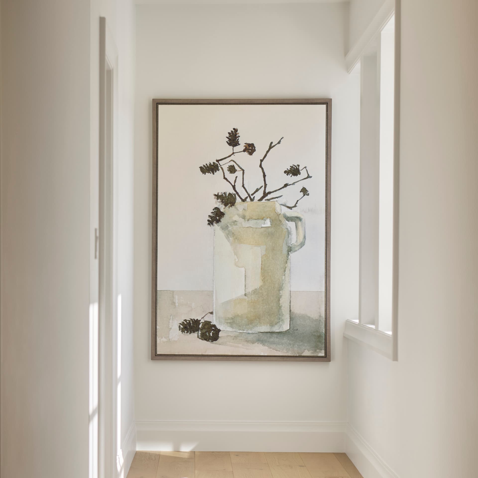 Earthenware by Mercana Studio a Hand Embellished Textured Framed Canvas — in a styled room