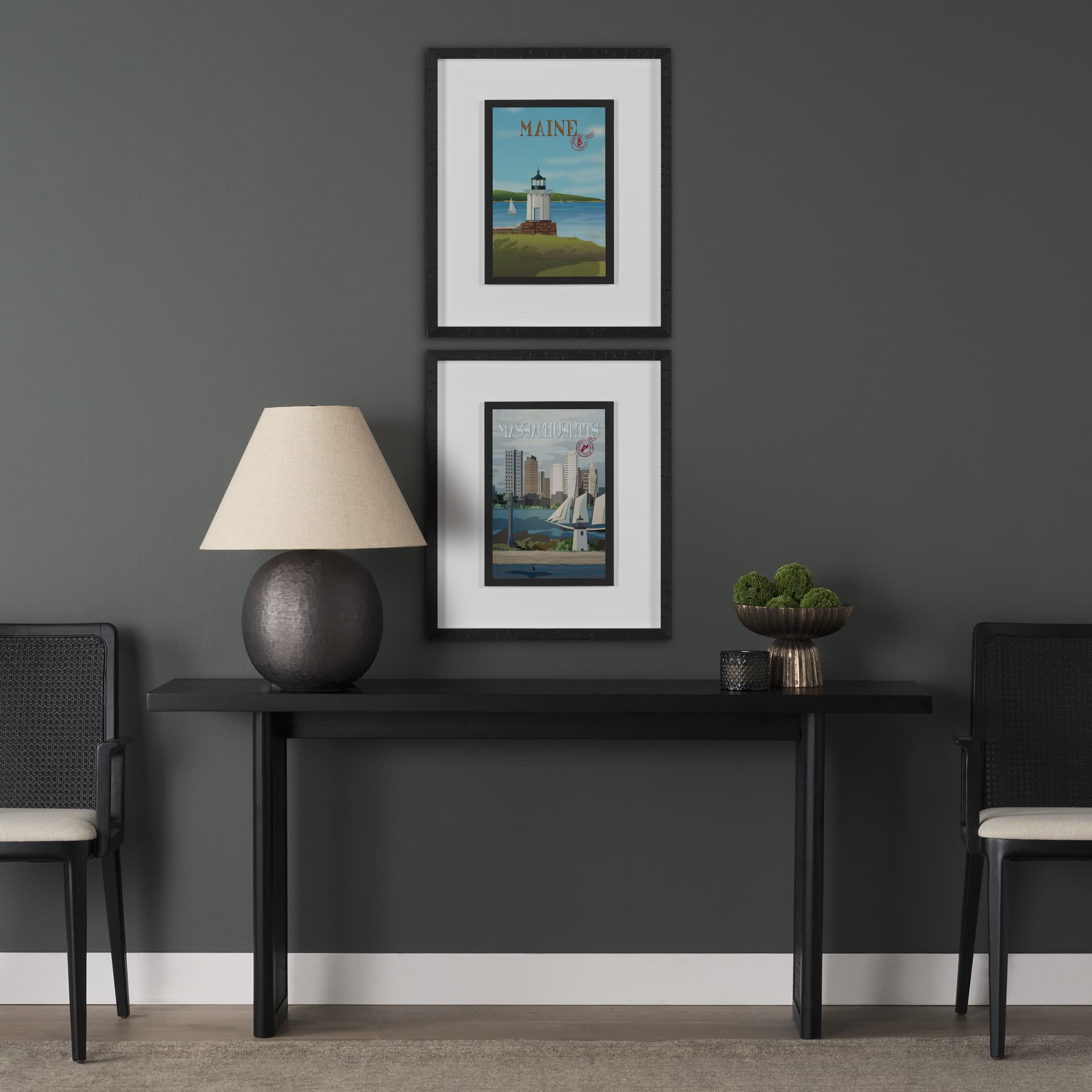 Maine GO (M) by Mercana Studio Framed Artwork Matted under Glass — in a styled room