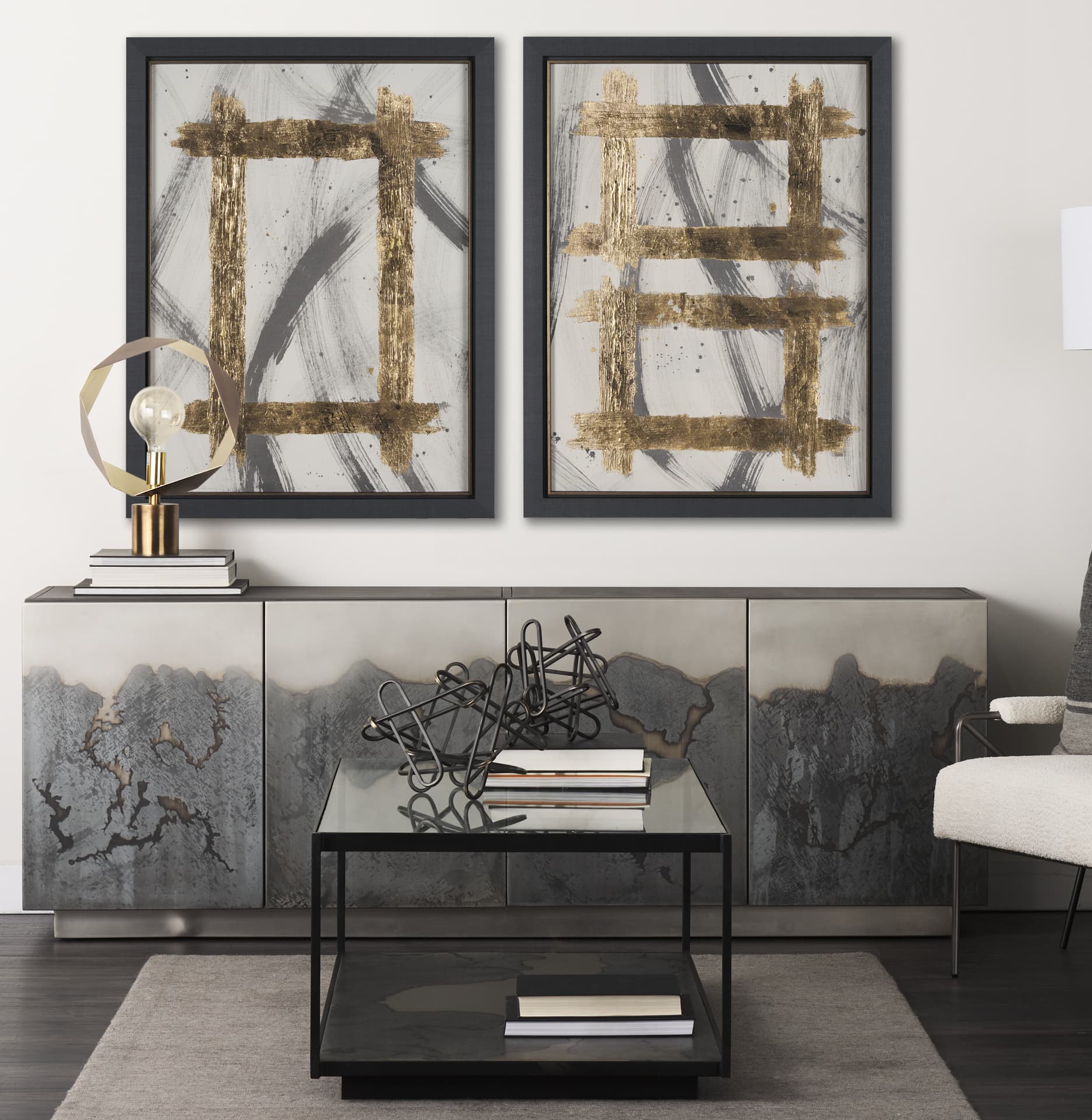 Besmirched II by Studio M a handmade Original Framed Artwork under Glass — in a styled room