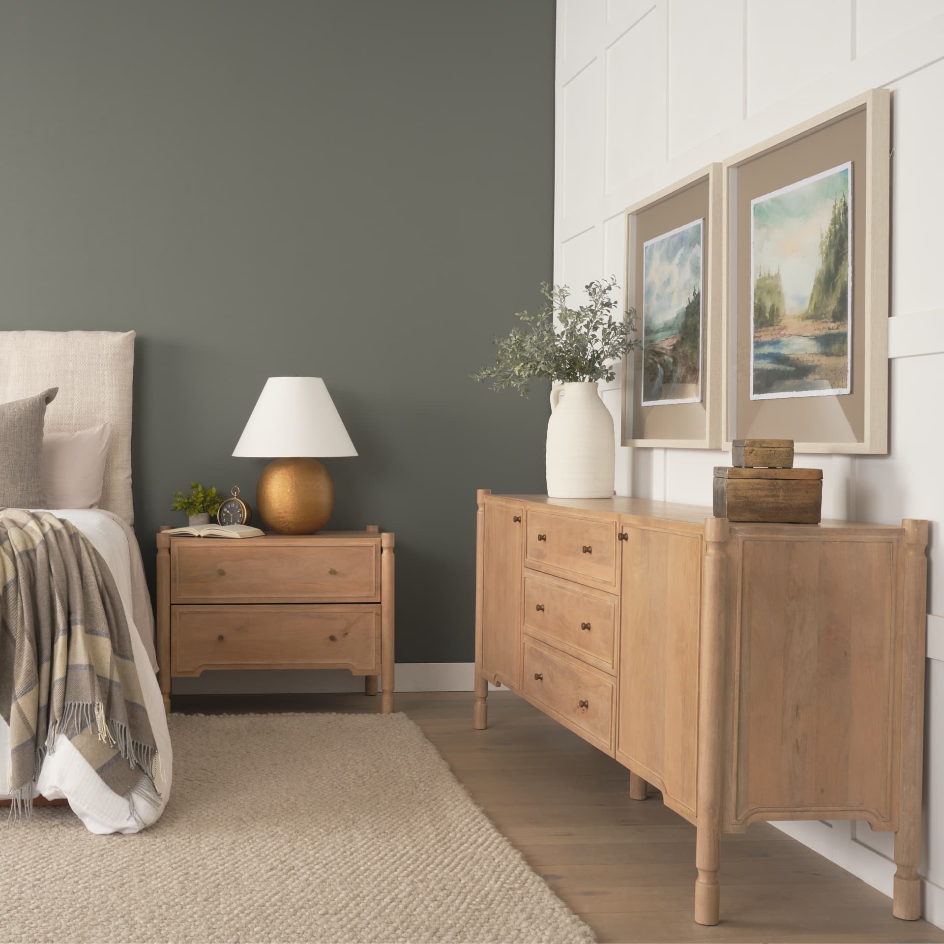Phil Light Brown Wood 2 Drawer Nightstand — product photograph