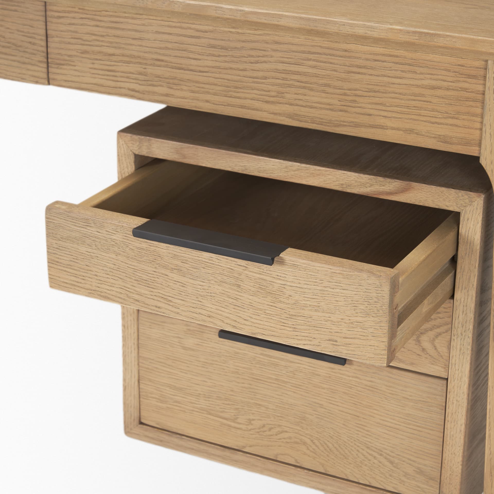 Tino Light Brown Oak Wood w/ 4 Drawers Desk — product photograph