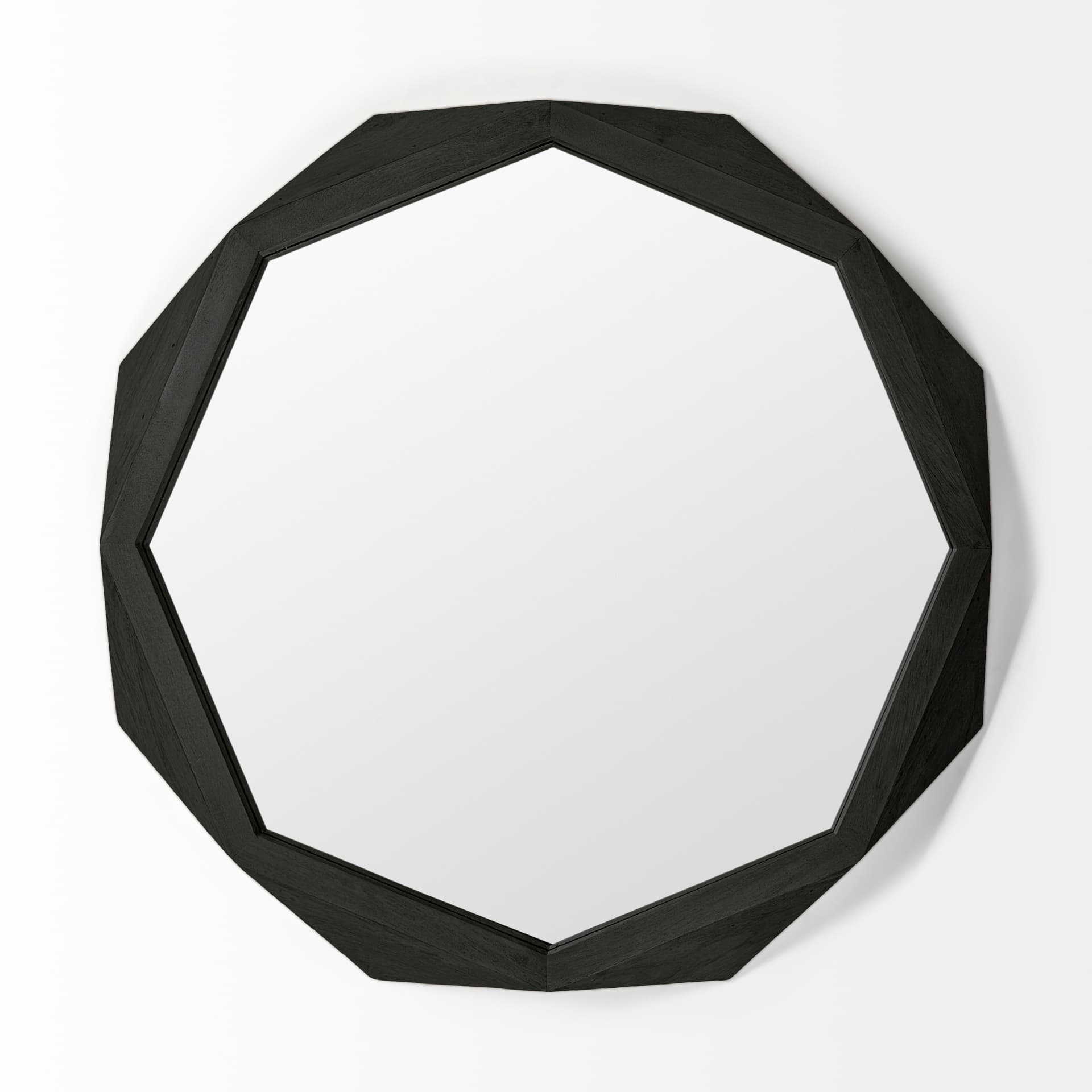 Aramis II 41L x 41H Octagon Black Wood Frame Wall Mirror — product photograph