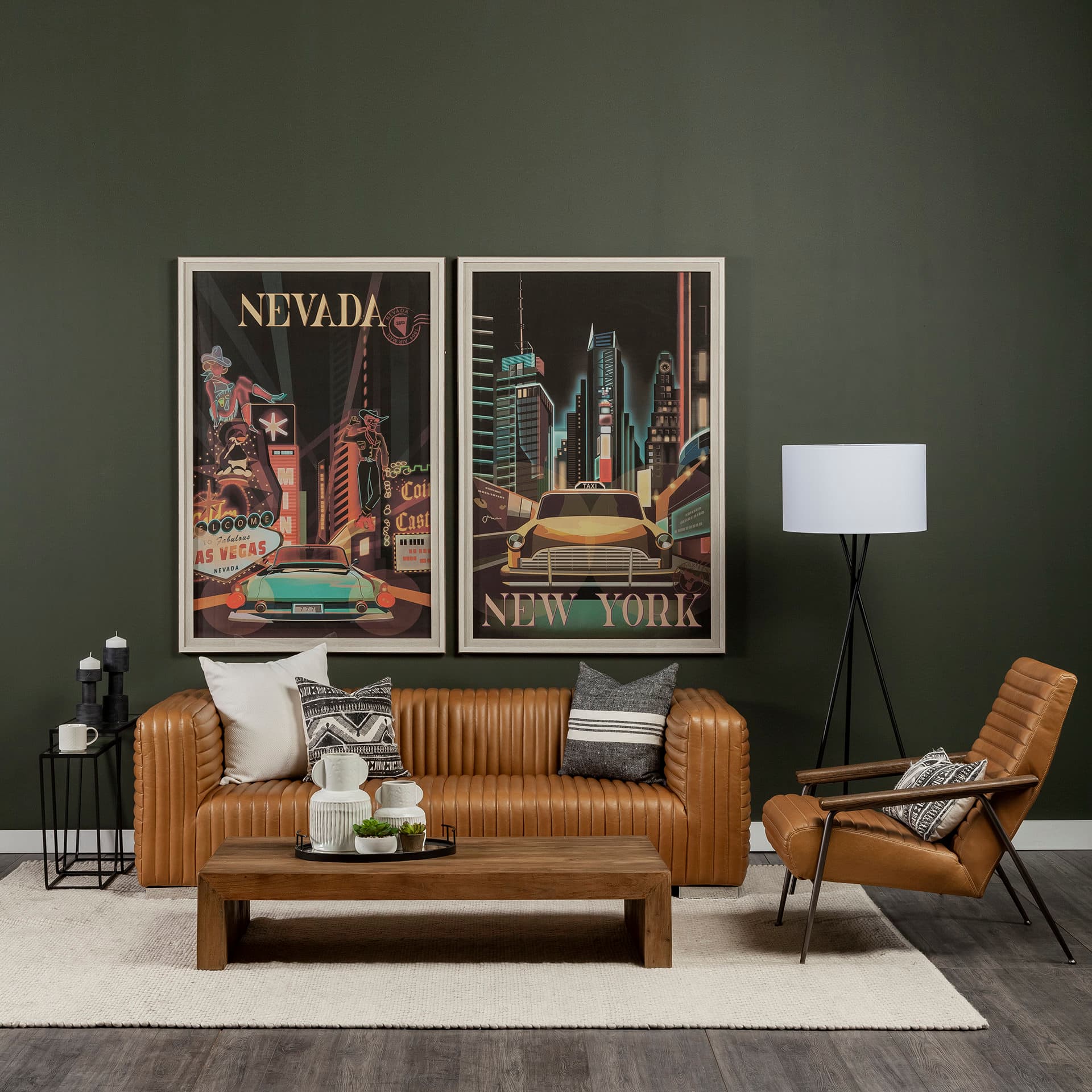 Ambrose 20.0L x 20.0W x 61.8H Black Metal W/White Fabric Shade Floor Lamp — product photograph