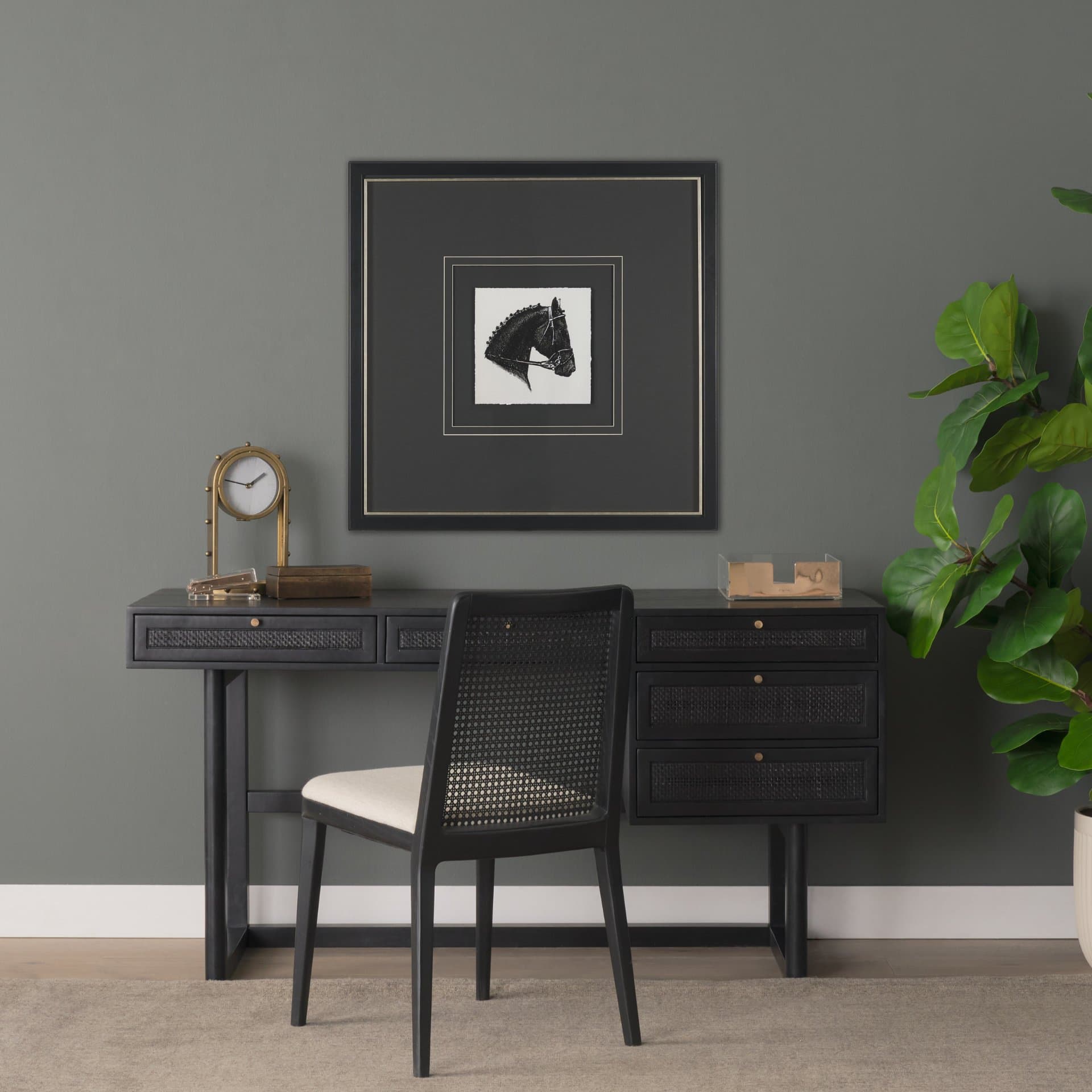 Equestrian Etching IV by Mercana Studio Hand-Embellished Textured Framed Artwork Matted under Glass — product photograph