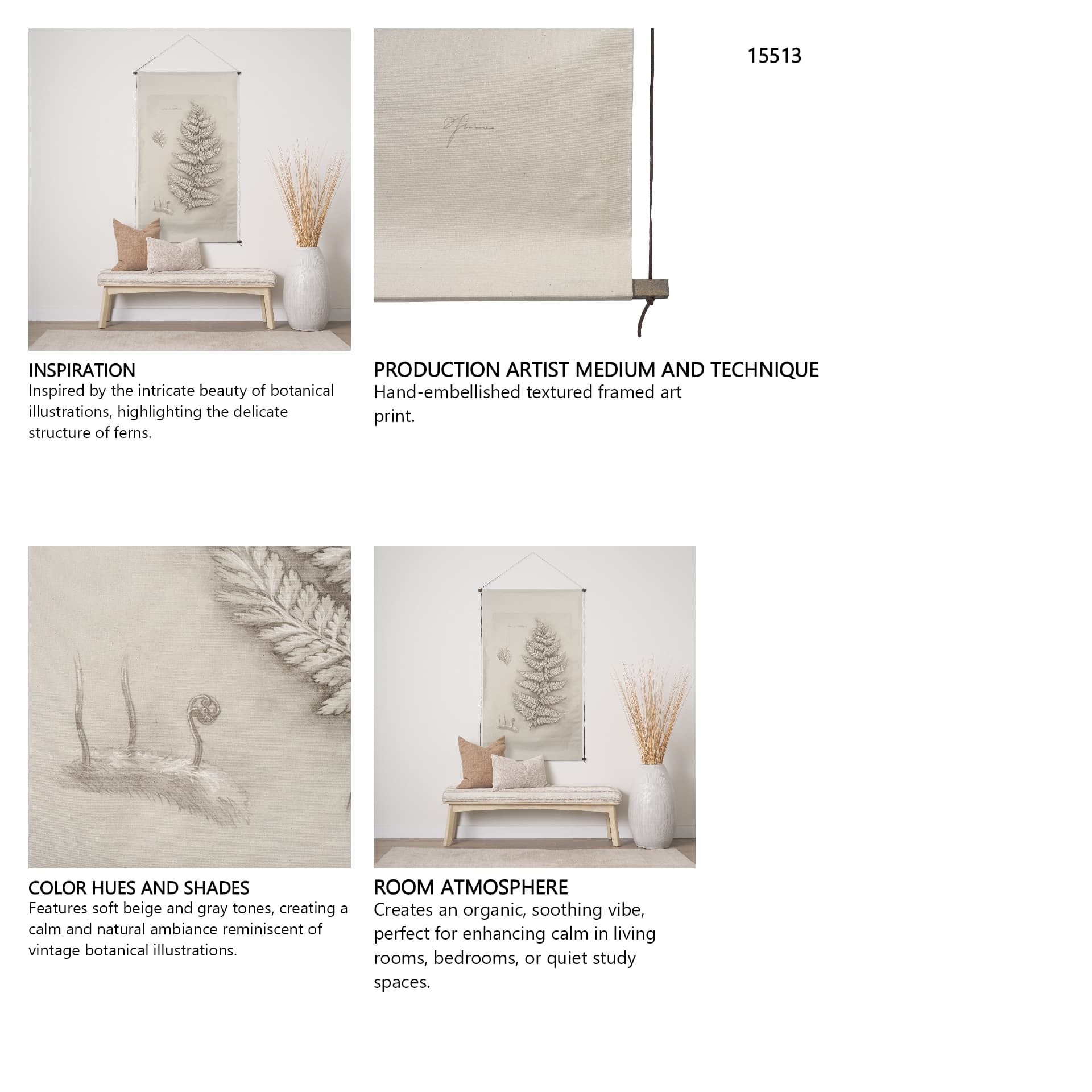 Fern Study II (Davallia Fejeensis) by Mercana Studio a Hand Embellished Framed Art Print — in a styled room