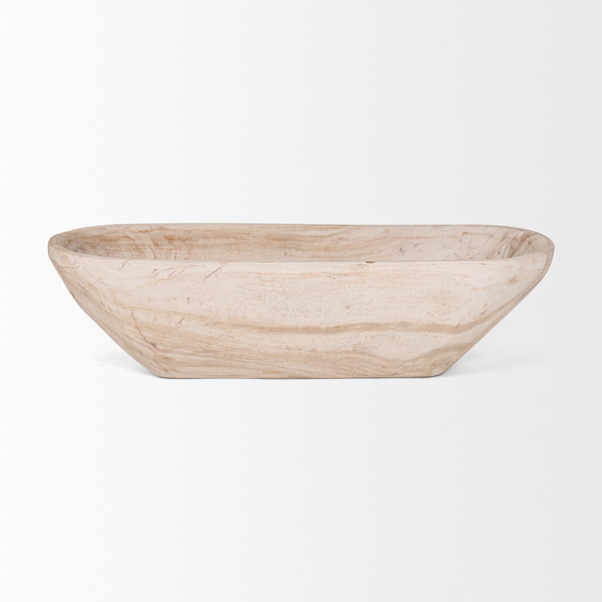 Athena Extra Large Oblong Light-Wash Reclaimed Wood Bowl — product photograph