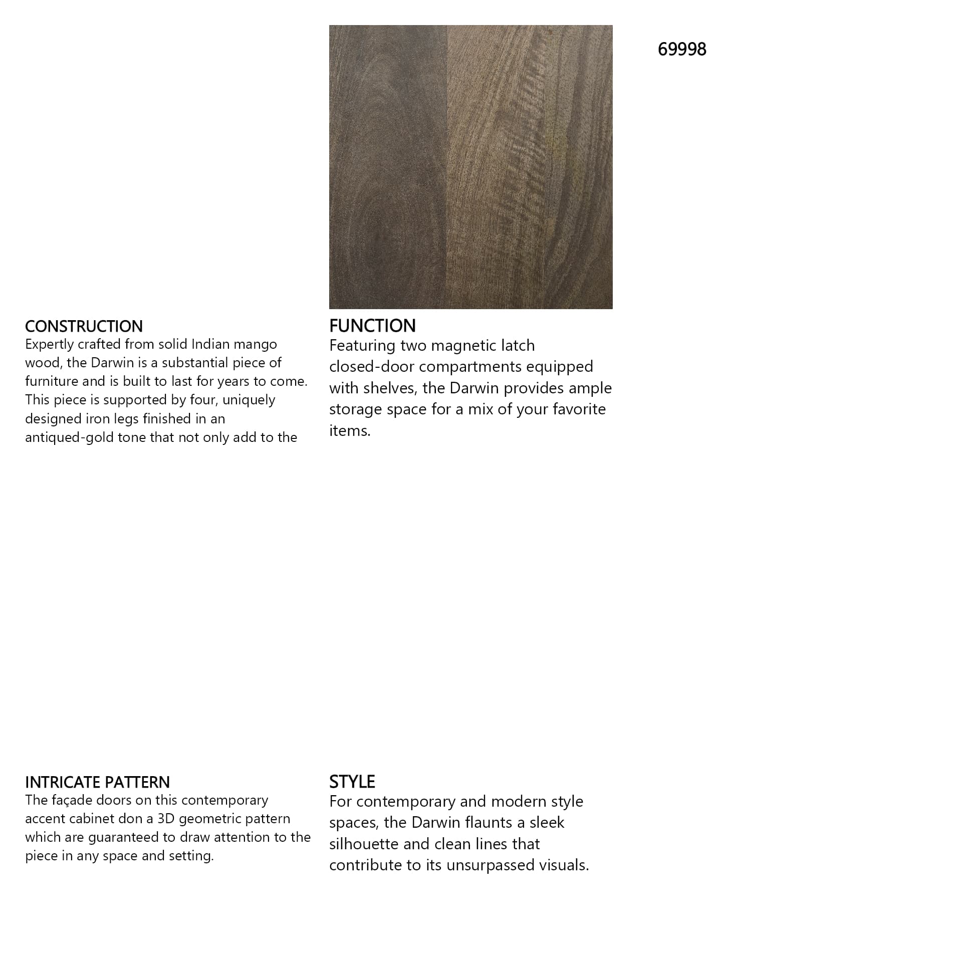 Darwin Dark Brown Wood 2 Door Accent Cabinet — in a styled room