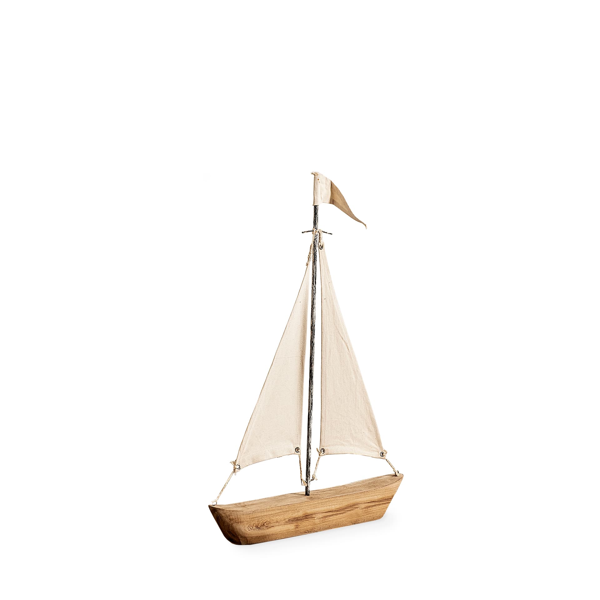 Tartane Small 17L x 2W Brown/Cream Nautical Inspired Sailboat — product photograph