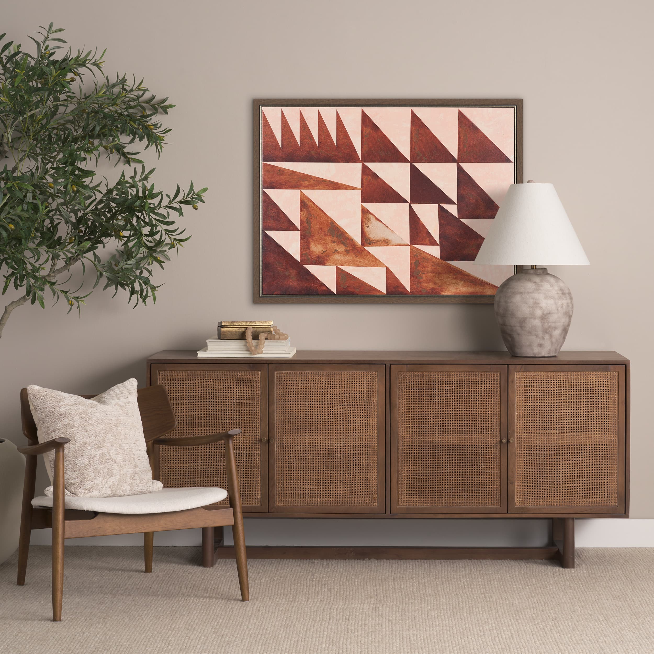 Tri-Angels by Cristina Bartl Villa Hand-Embellished Textured Framed Canvas Artwork — product photograph