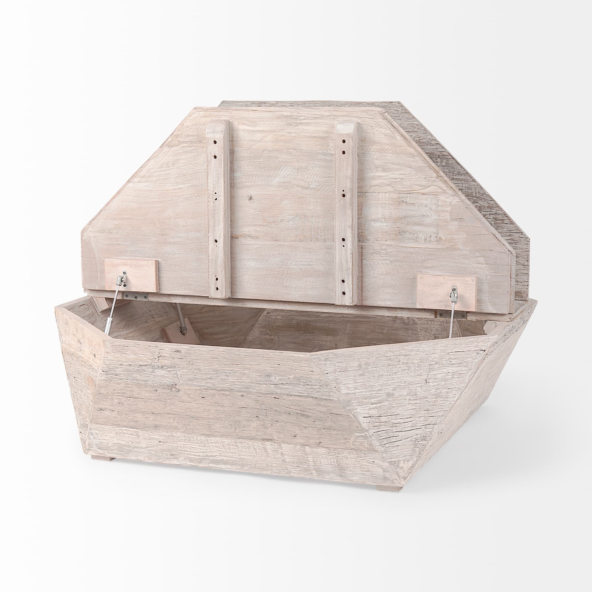 Esagono Octagonal Reclaimed Wood Coffee Table w/ Storage — product photograph