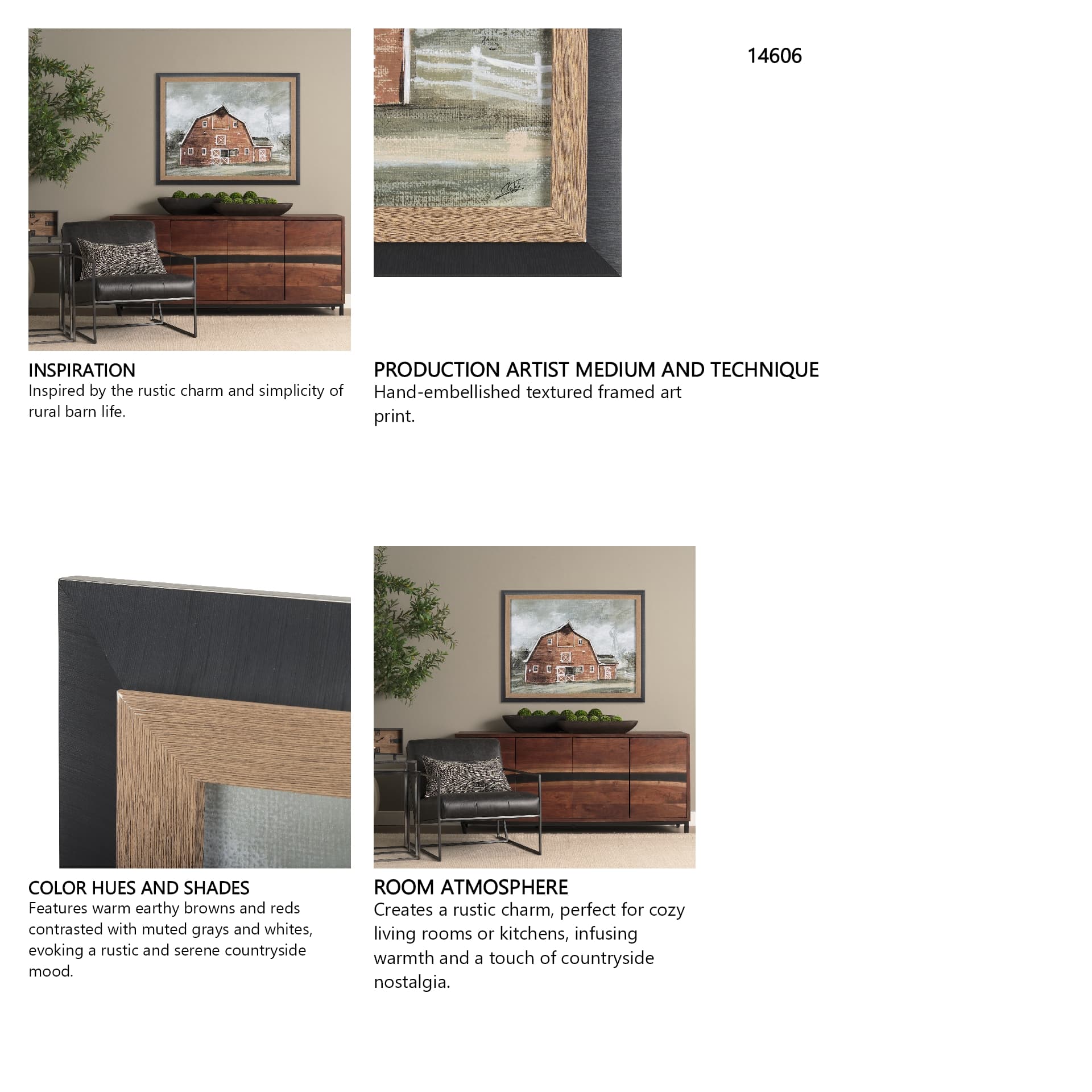 Old Barn IV by Mercana Studio a Hand Embellished Textured Framed Art Print — in a styled room