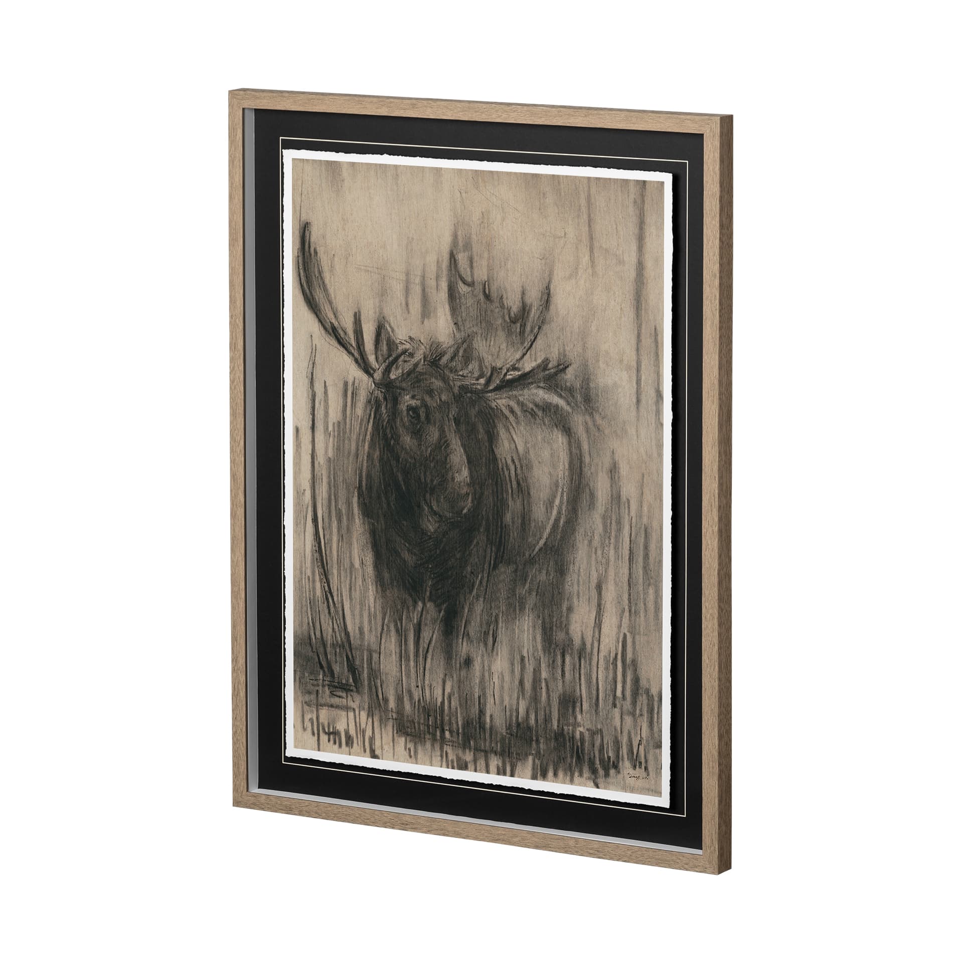Bear & Moose I by Mercana Studio a Hand Embellished Textured Framed Art Print Matted under Glass — product photograph