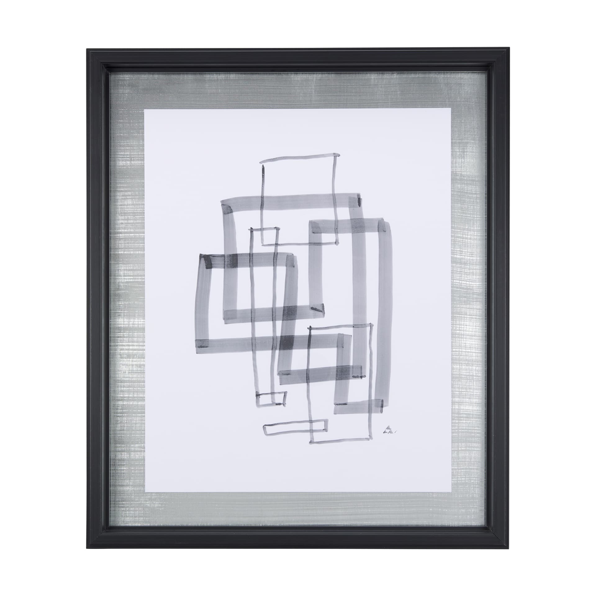 Lines III by Mercana Studio a Hand Embellished Textured Framed Art Print Matted under Glass — product photograph