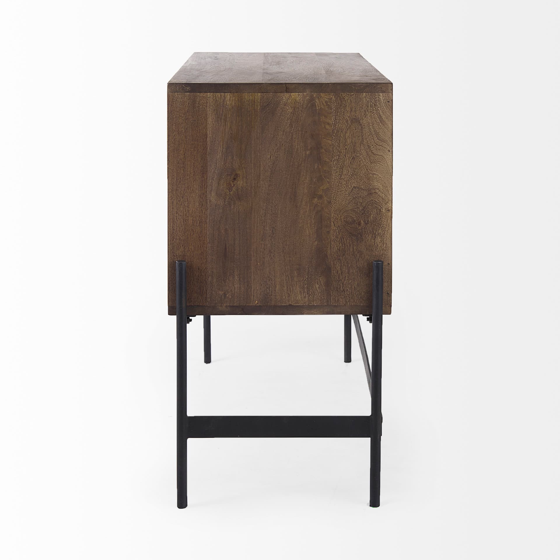 Glenn 38L x 16W x 30H Dark Brown Wood w/ Black Iron Frame, 2 Door Accent Cabinet — product photograph