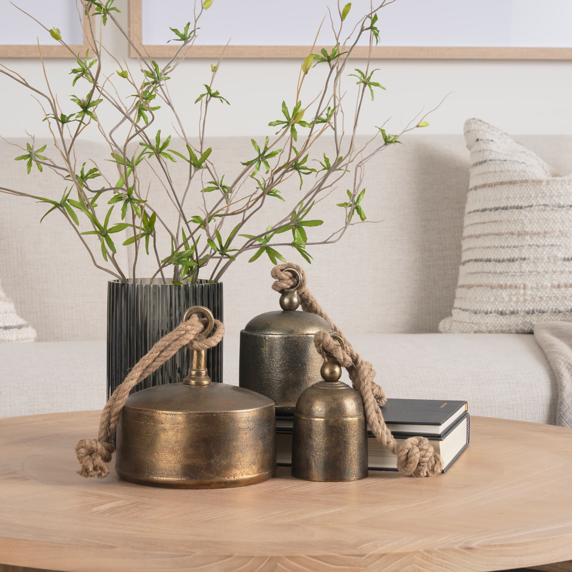Quincy Large Gold Metal Decorative Bell Object — product photograph