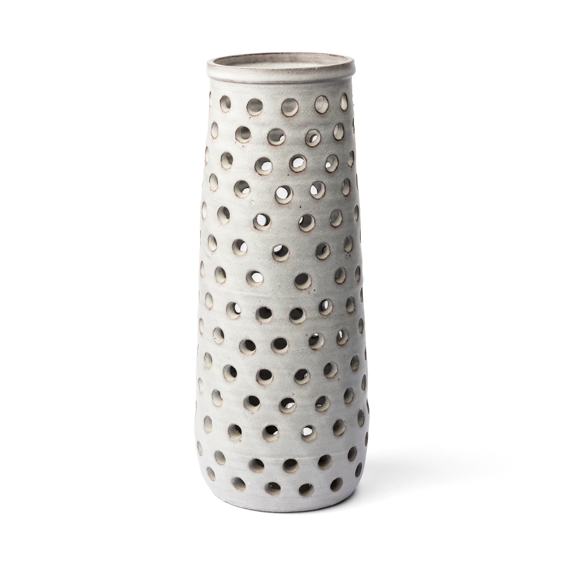 Canasta Large Rustic White Ceramic Decorative Vase — product photograph