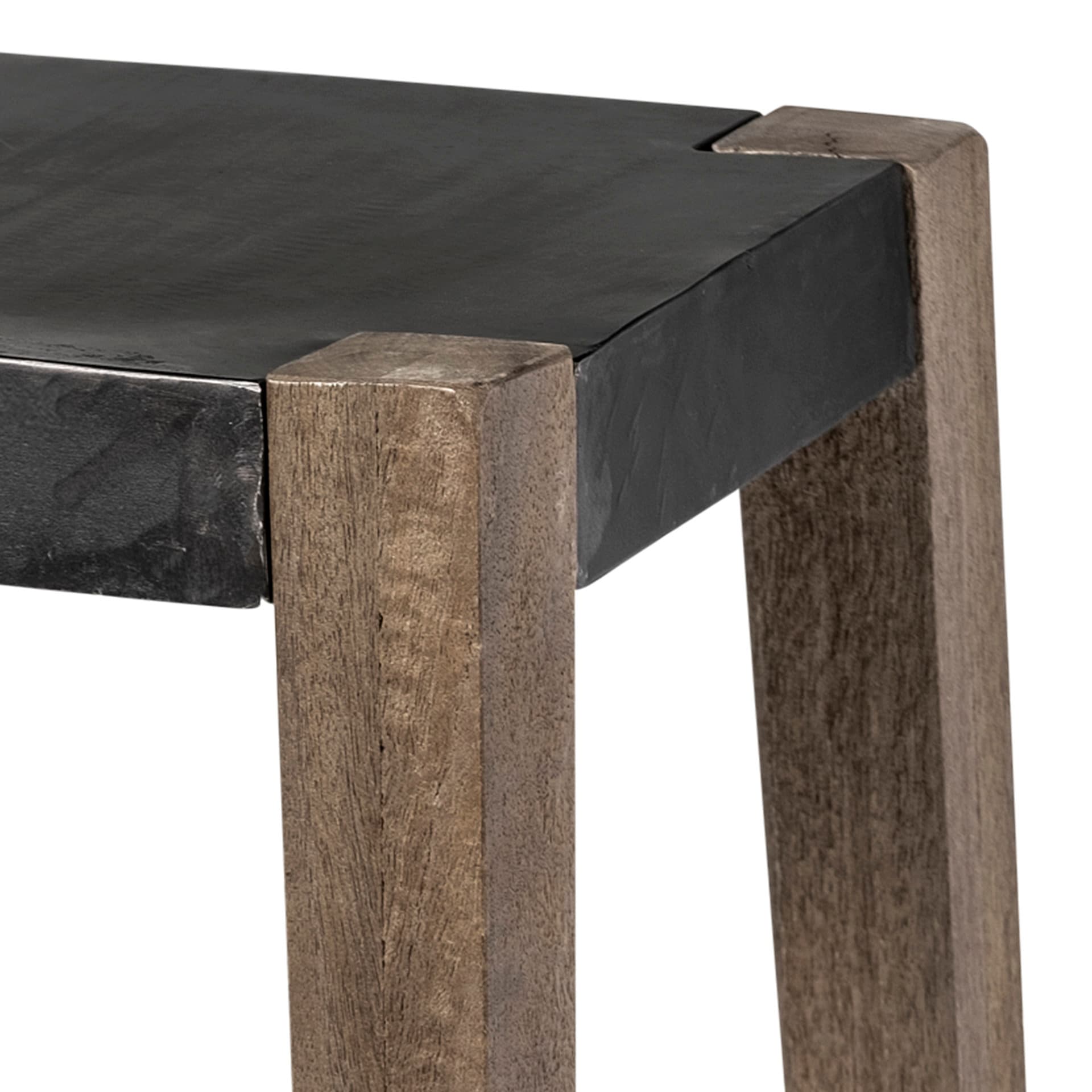 Nell Backless 30in Seat Bar Stool | Black Metal w/ Light Brown Wood — product photograph