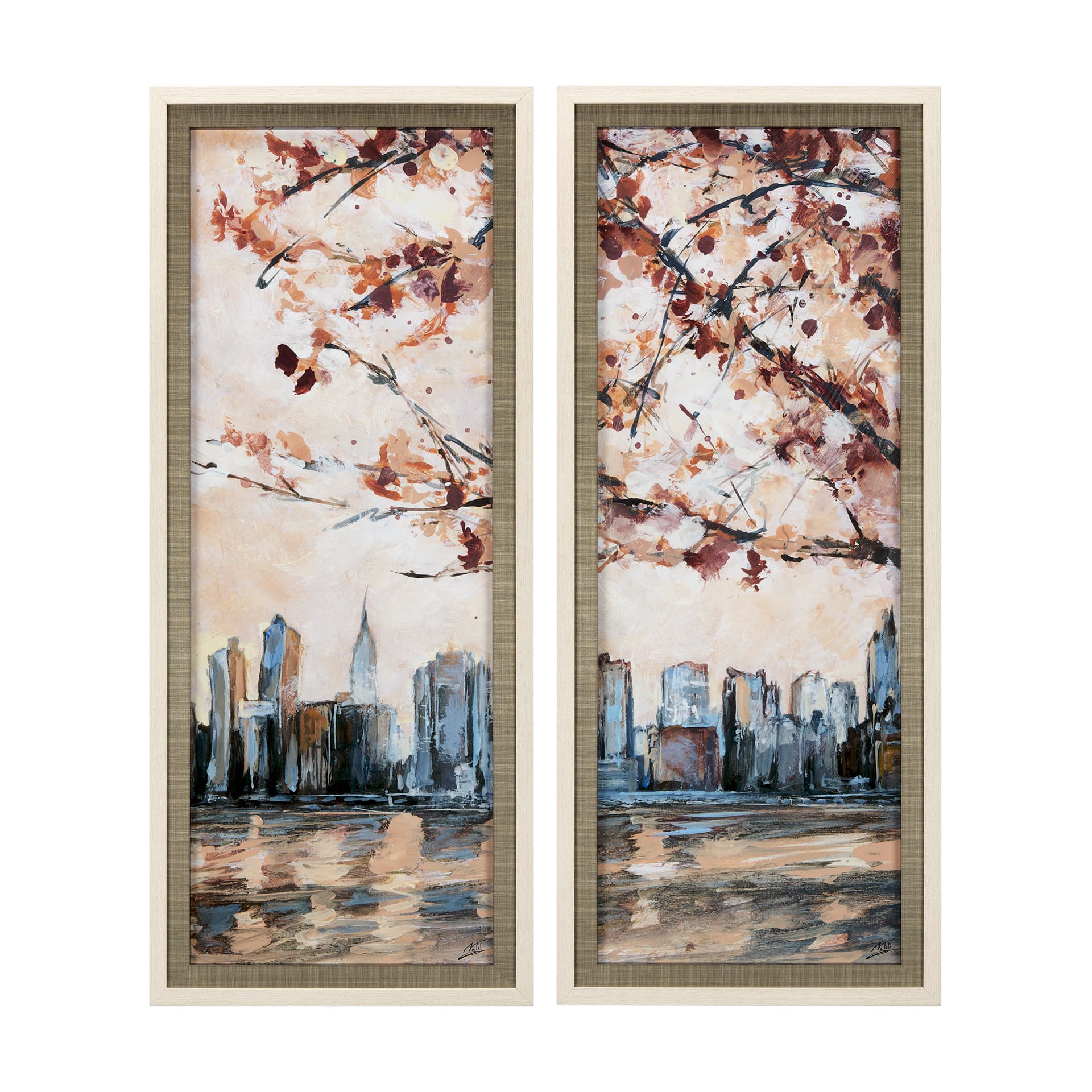City Sunset by Mercana Studio a Hand Embellished Textured Framed Art Print Matted under Glass — product photograph