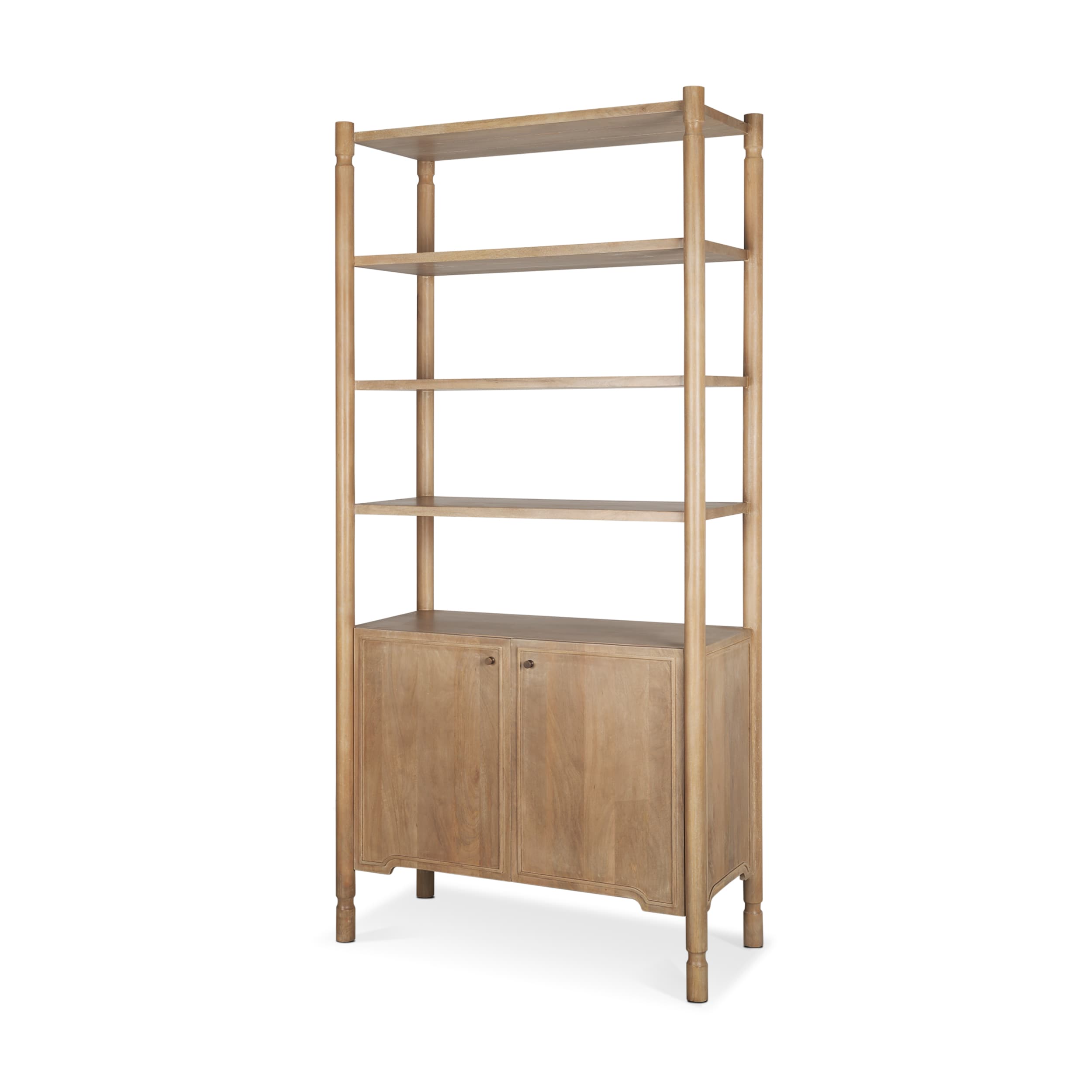 Phil Light Brown Wood 2 Door 3 Shelves Open Shelving Unit — product photograph