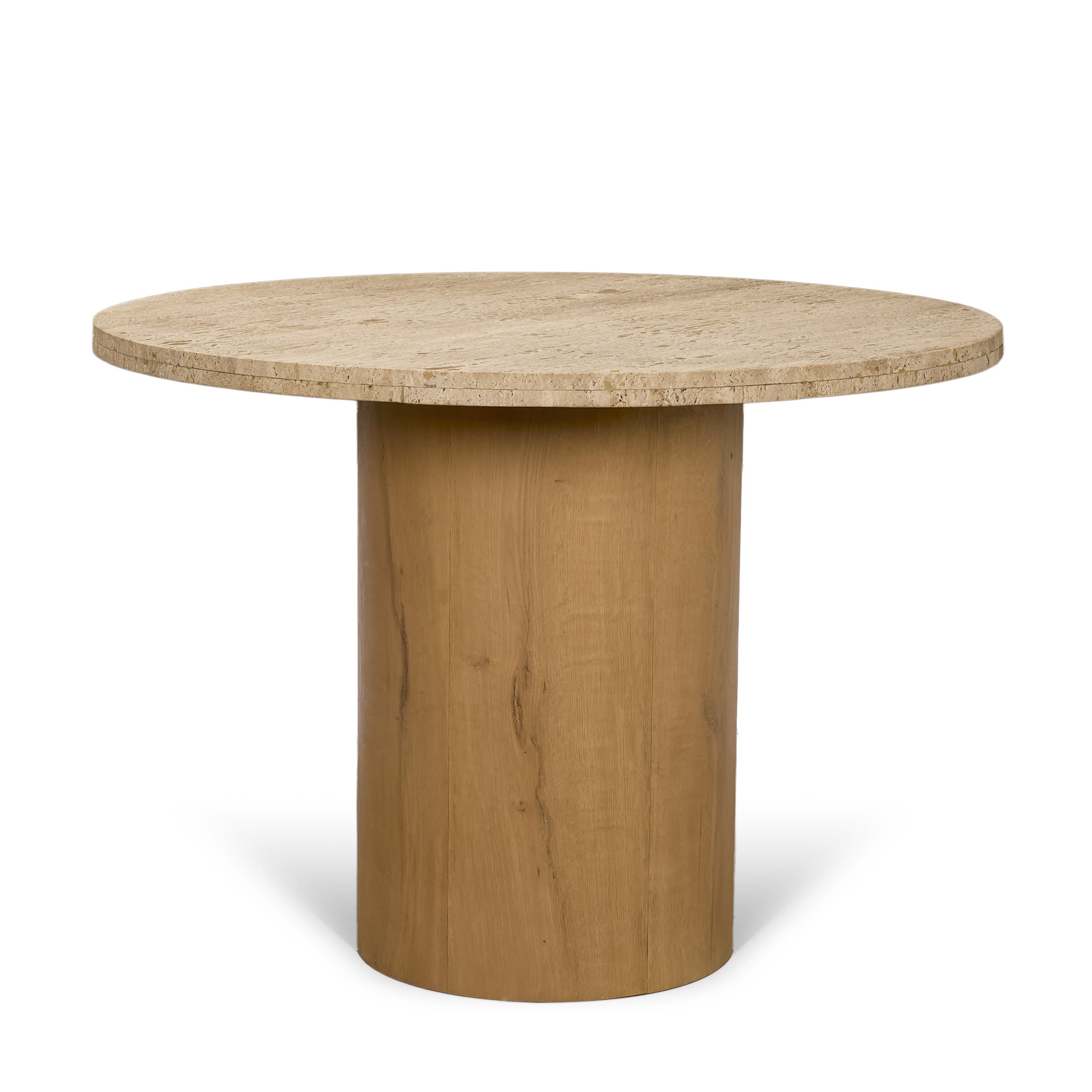 Siena 42" Round Pedestal Dining Table | Travertine | Seats 4 — product photograph