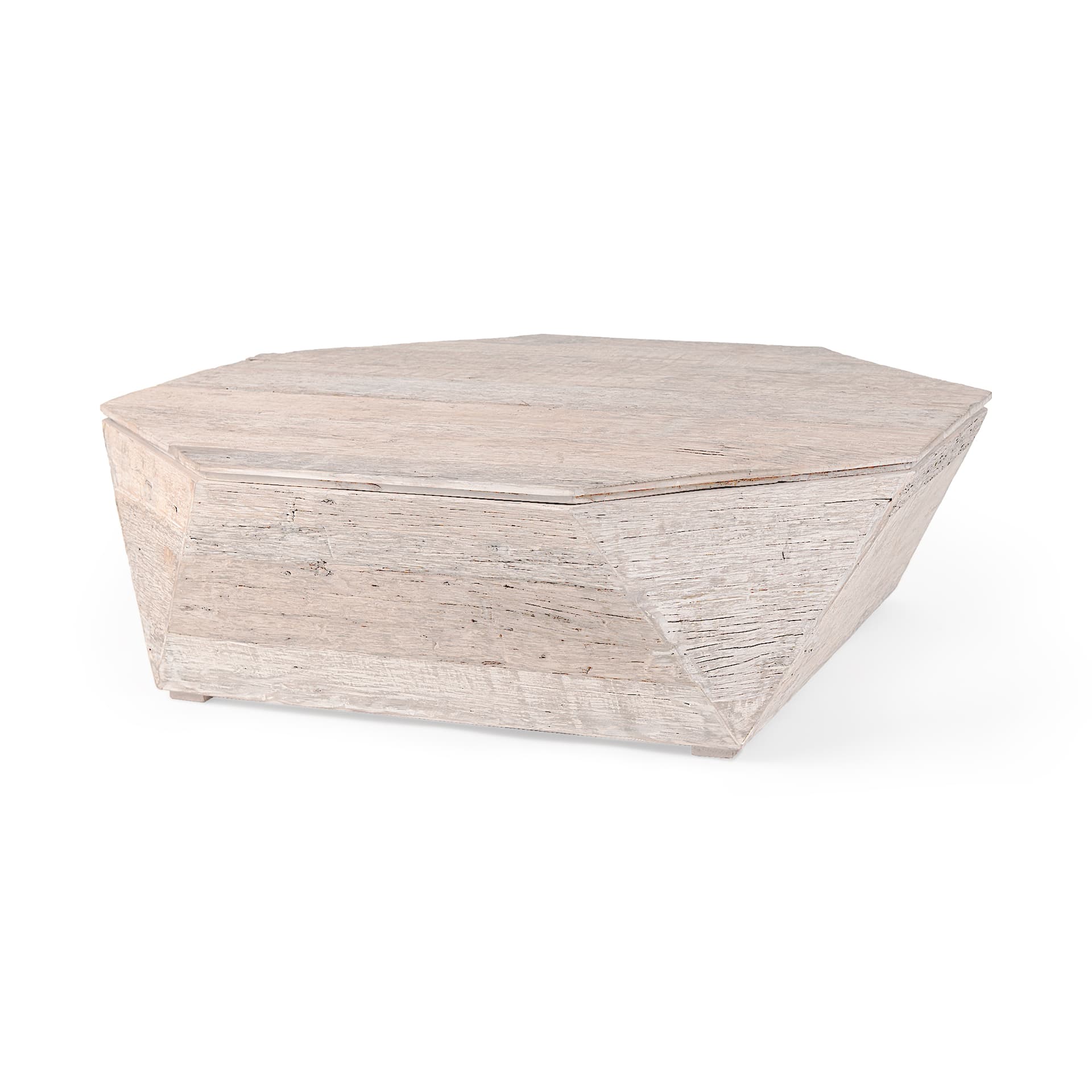 Esagono Octagonal Reclaimed Wood Coffee Table w/ Storage — product photograph