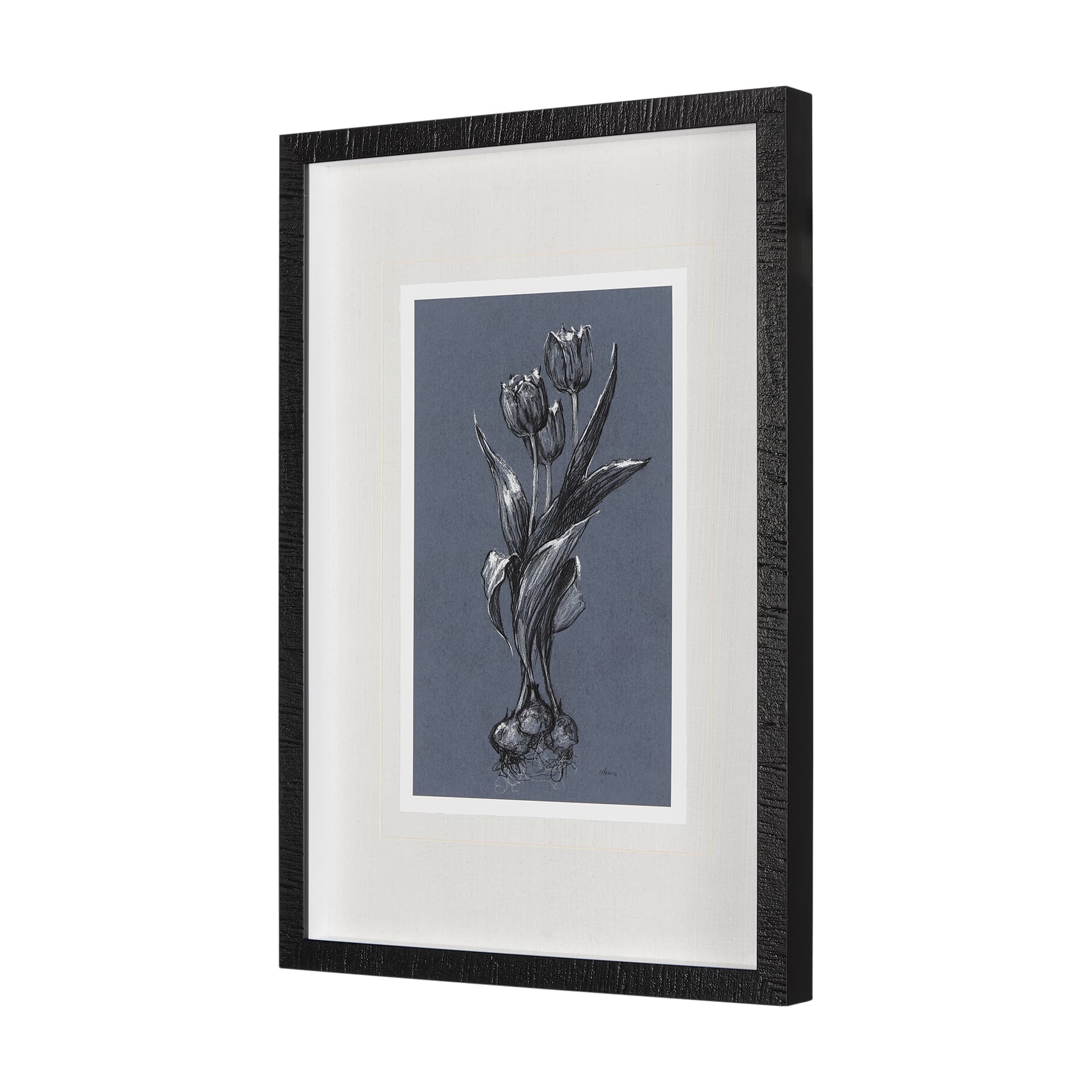 Botanical sketches I (Blue) by Mercana Studio Hand Embellished Framed Art Print Matted under Glass — product photograph