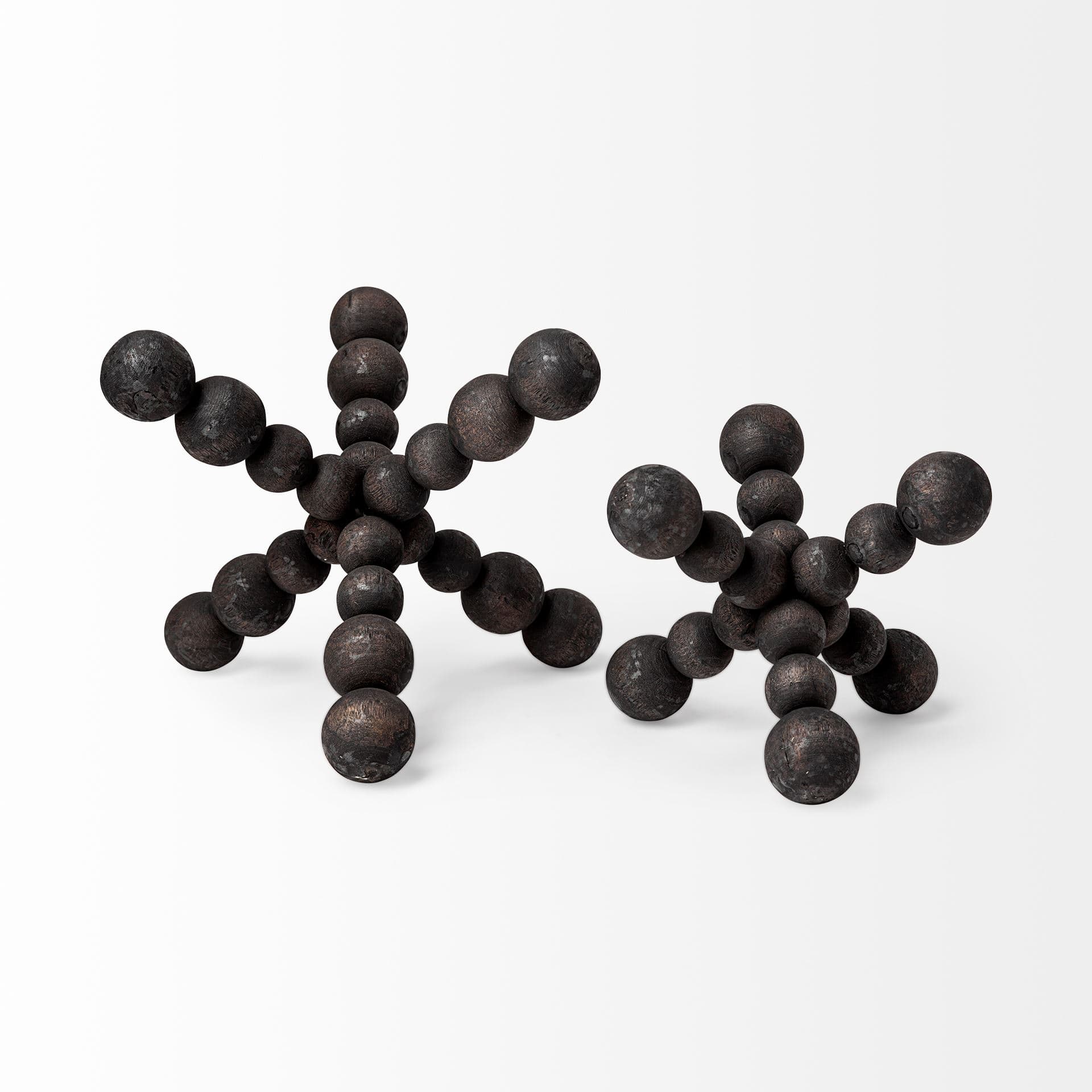 Carollan I (Small) 7L x 7W Black Geometric Wood Ball Jack — product photograph