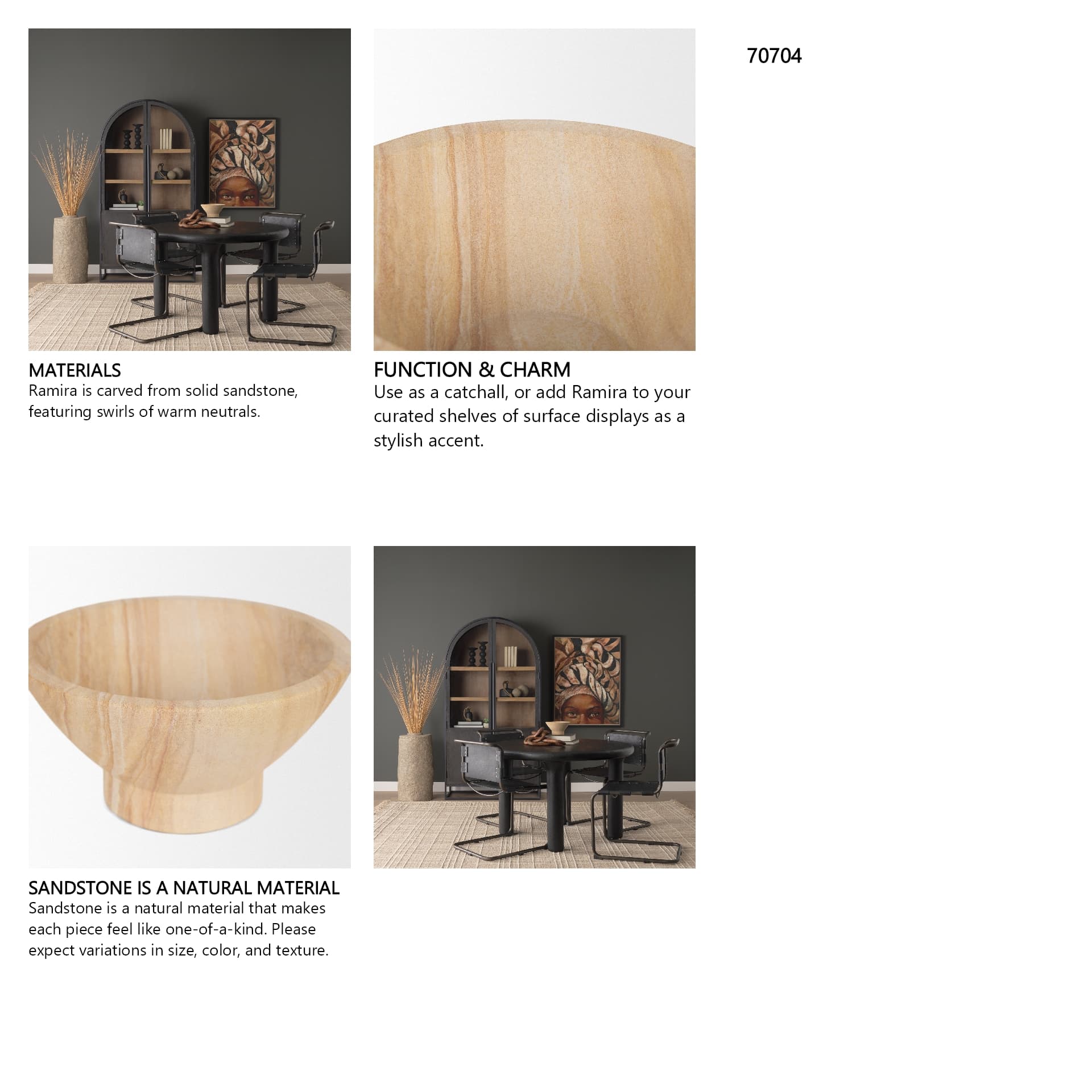 Ramira Beige Sandstone Decorative Pedestal Bowl — in a styled room