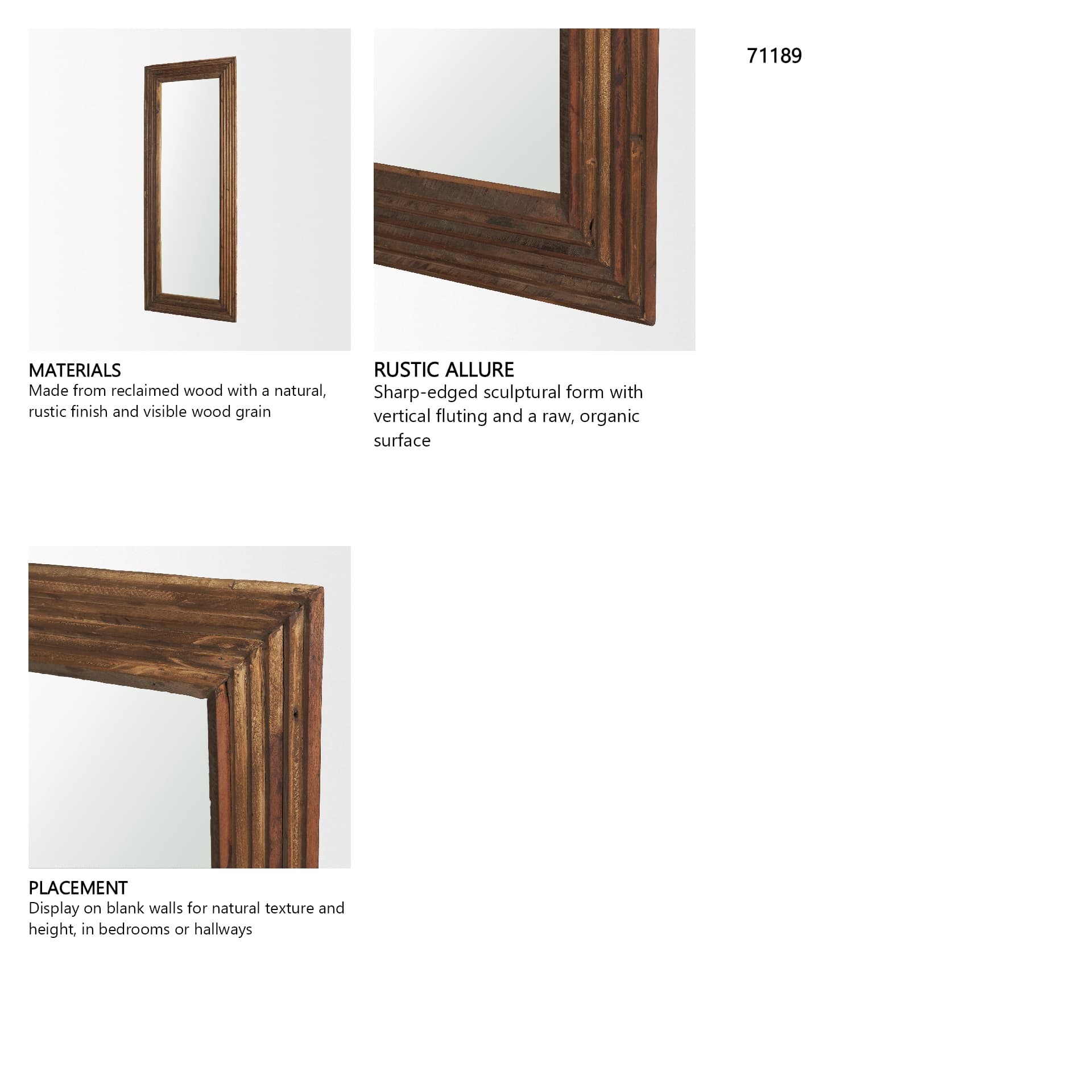 Bennet Large Rectangle Reclaimed Wooden Mirror — in a styled room