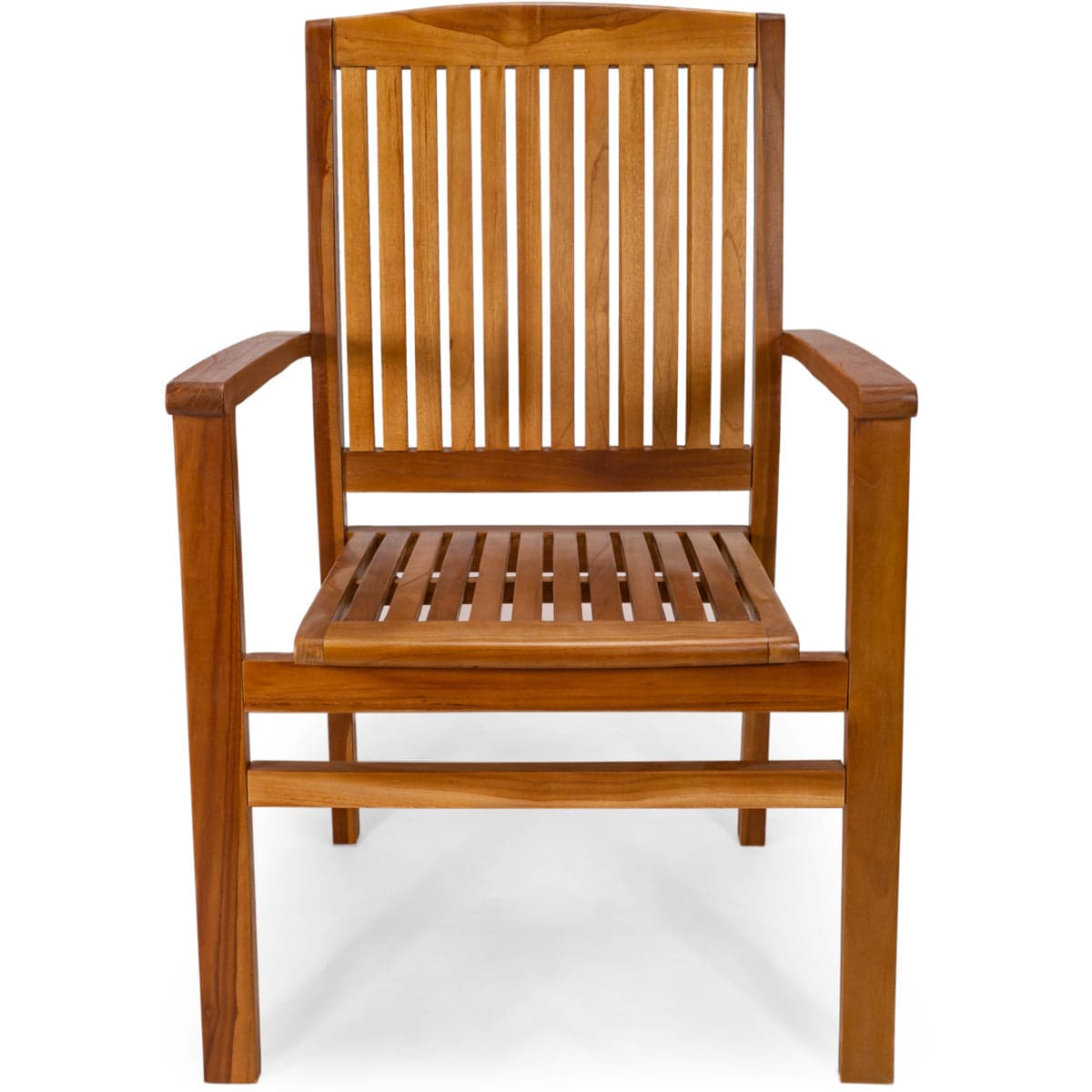 5-Piece Teak Oval Extension Table Stacking Chair Set with White Cushions TE70-24-W — product photograph
