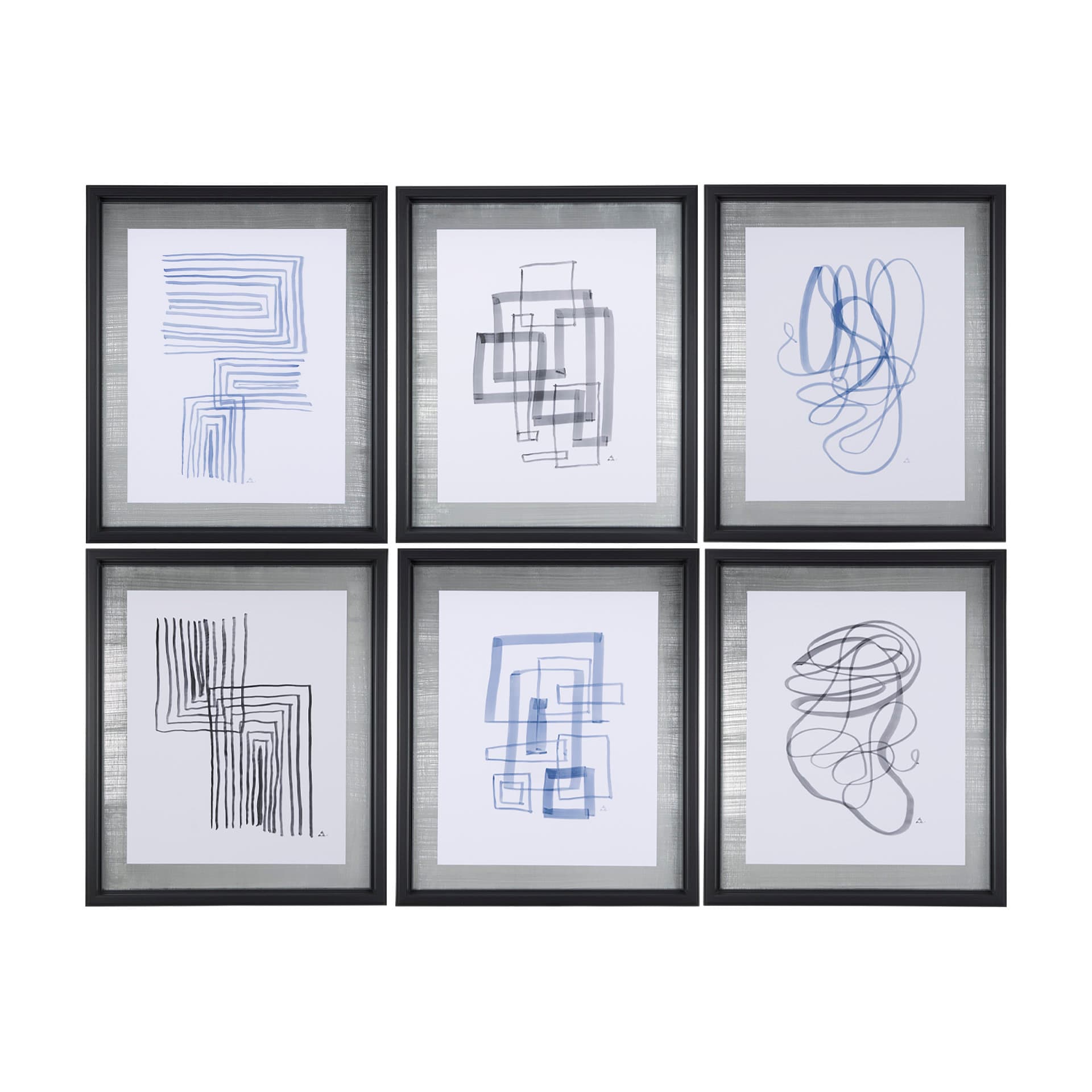 Lines IV by Mercana Studio a Hand Embellished Textured Framed Art Print Matted under Glass — product photograph