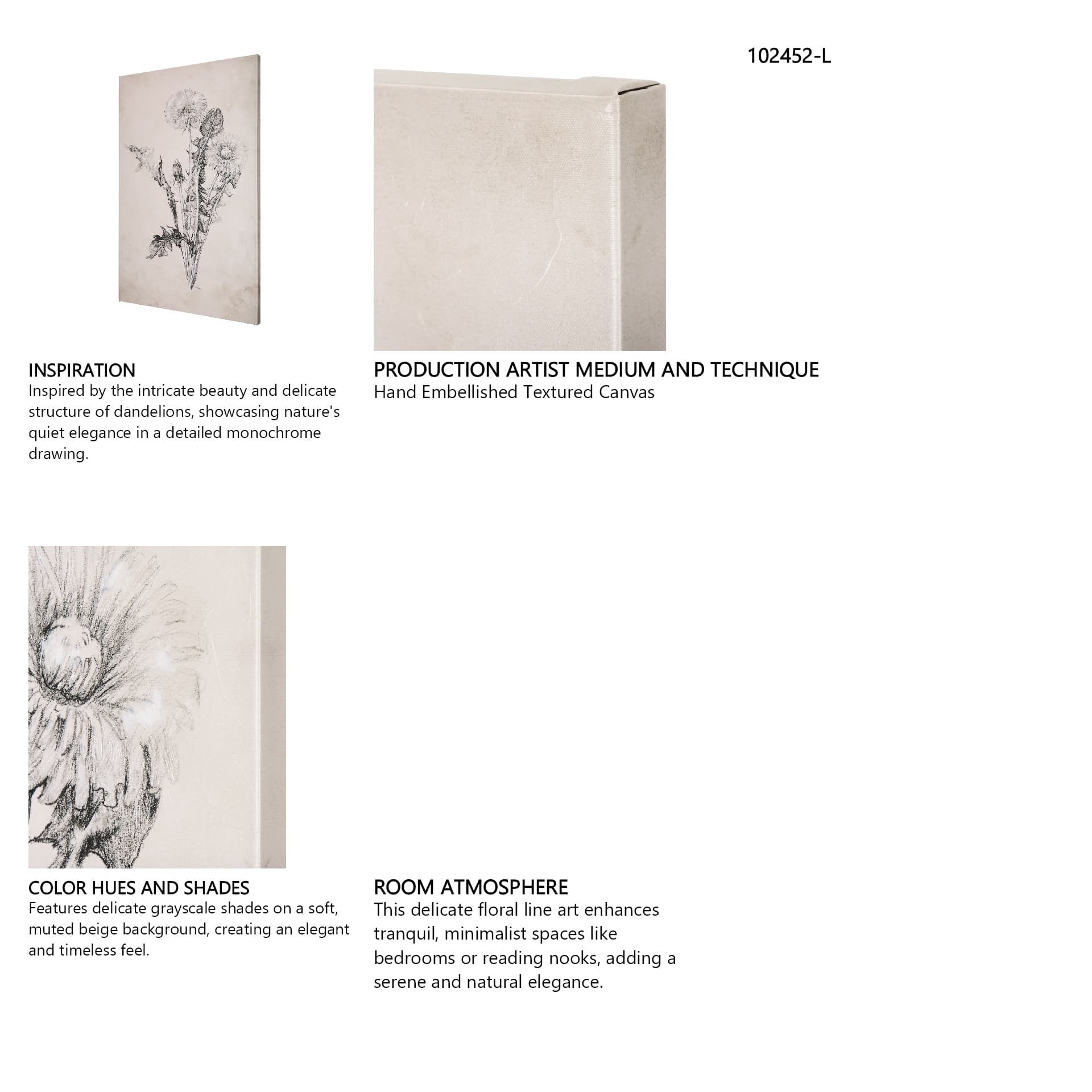 Dandelion Drawing II by Mercana Studio a Hand Embellished Textured Canvas — in a styled room