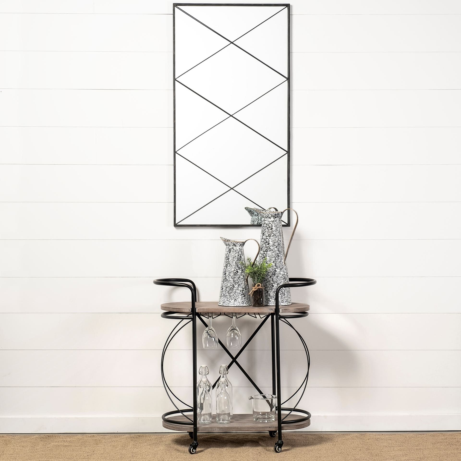 Colette Large Black/White Patterned Vase — in a styled room
